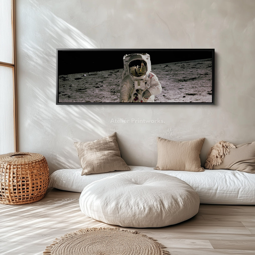 Long Horizontal Wall Art Astronaut Moon Walk NASA