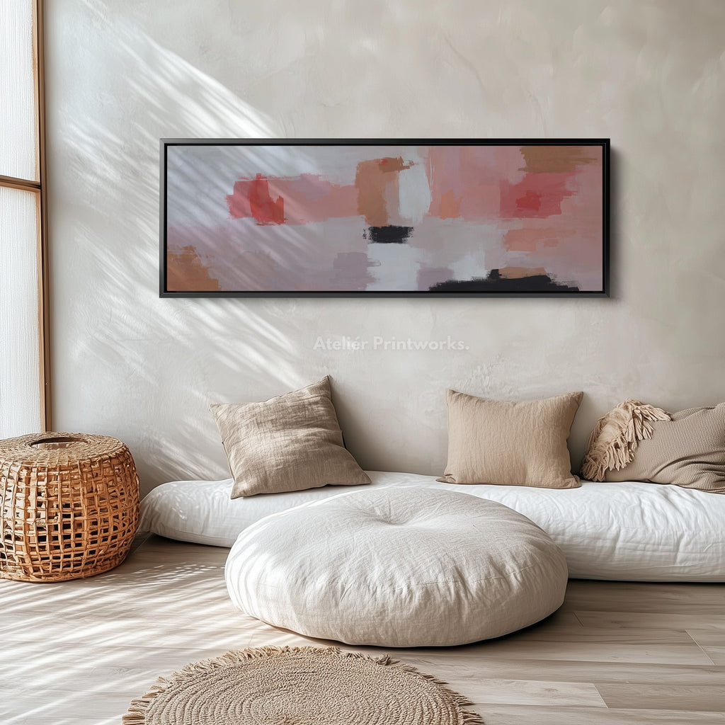 Wide Canvas Calm Pink And Neutral Abstract For Bedroom