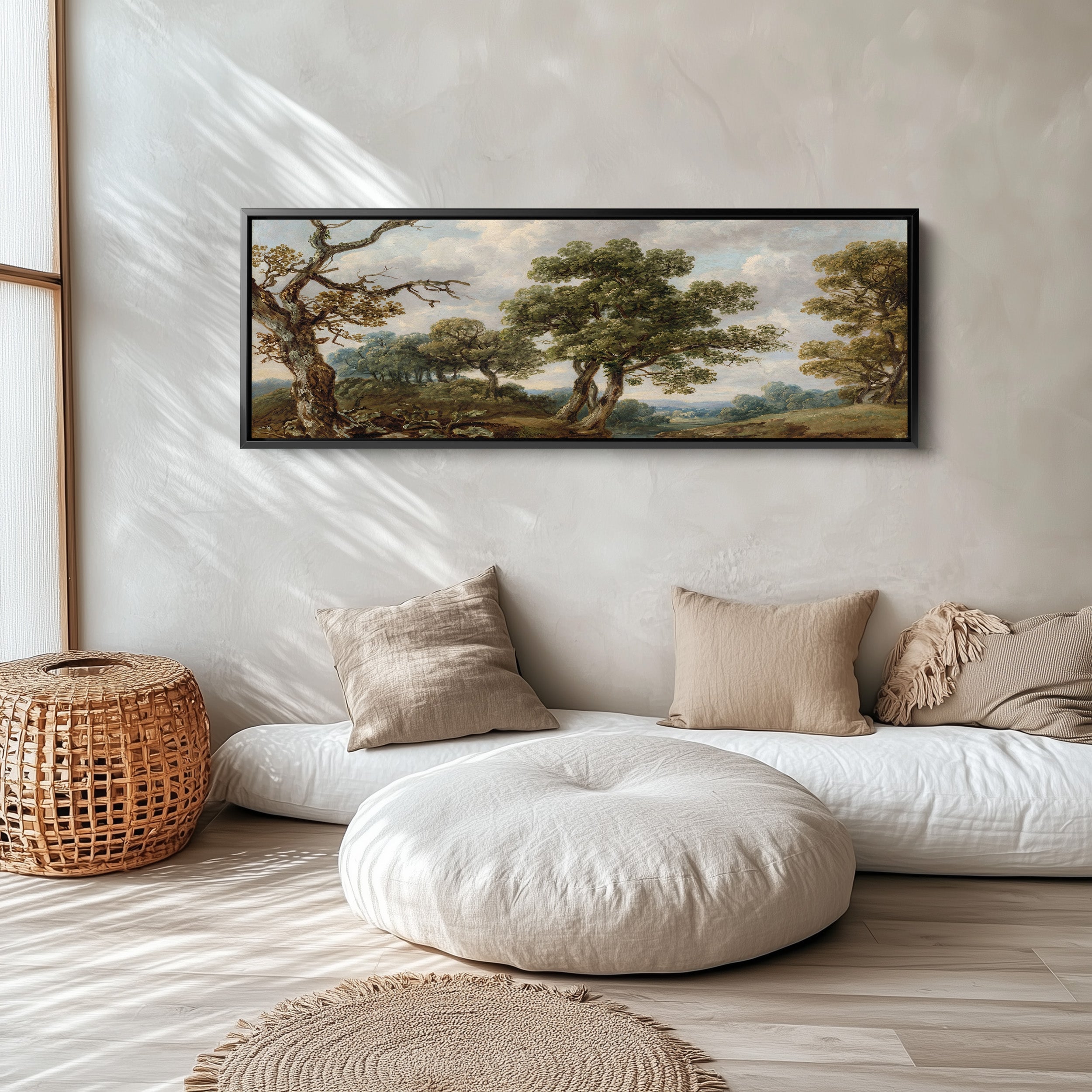 Panoramic Wall Art Classical Countryside Trees Long Canvas For Living Room