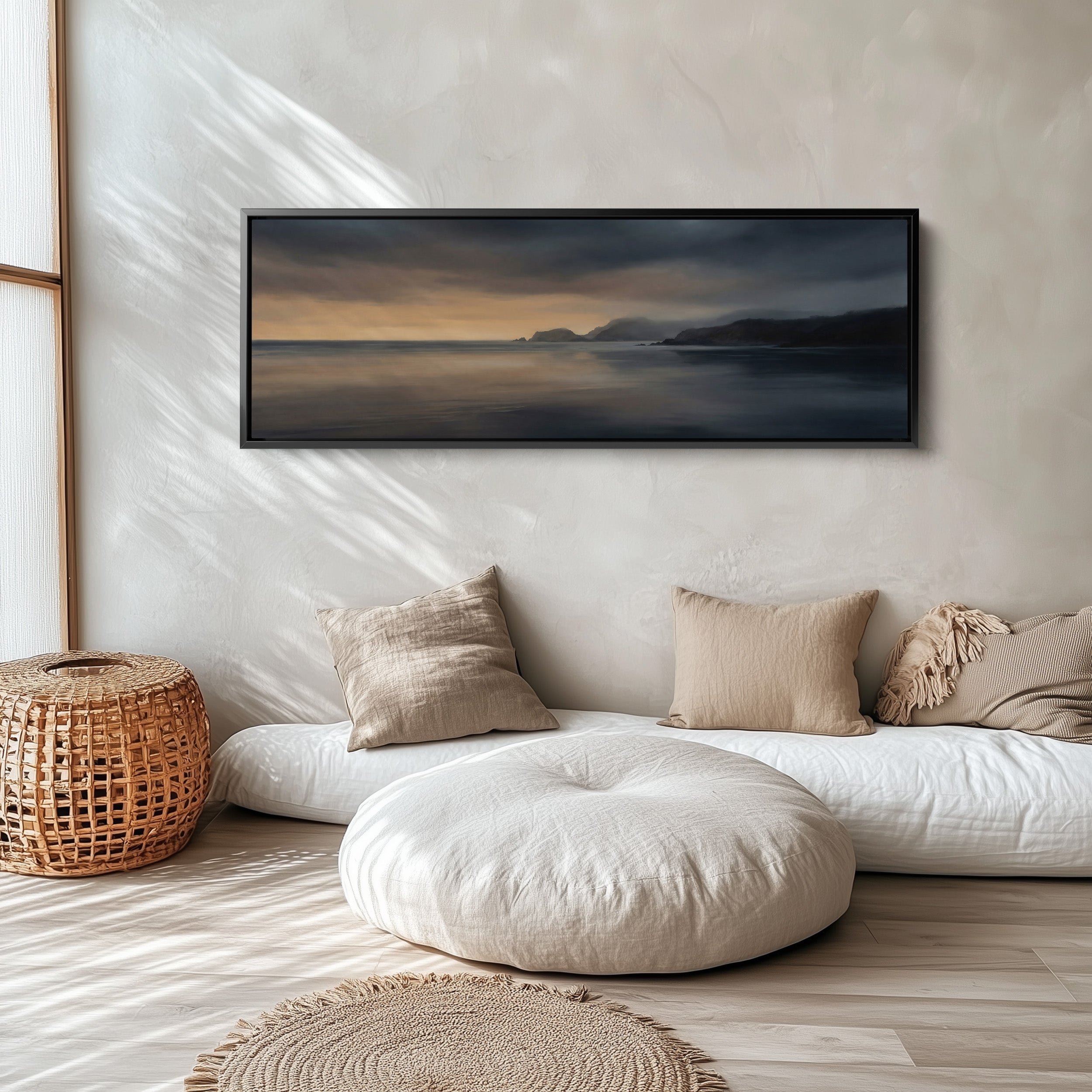 Coastal Mountains At Sunset Long Wall Art Panoramic Canvas Living Room