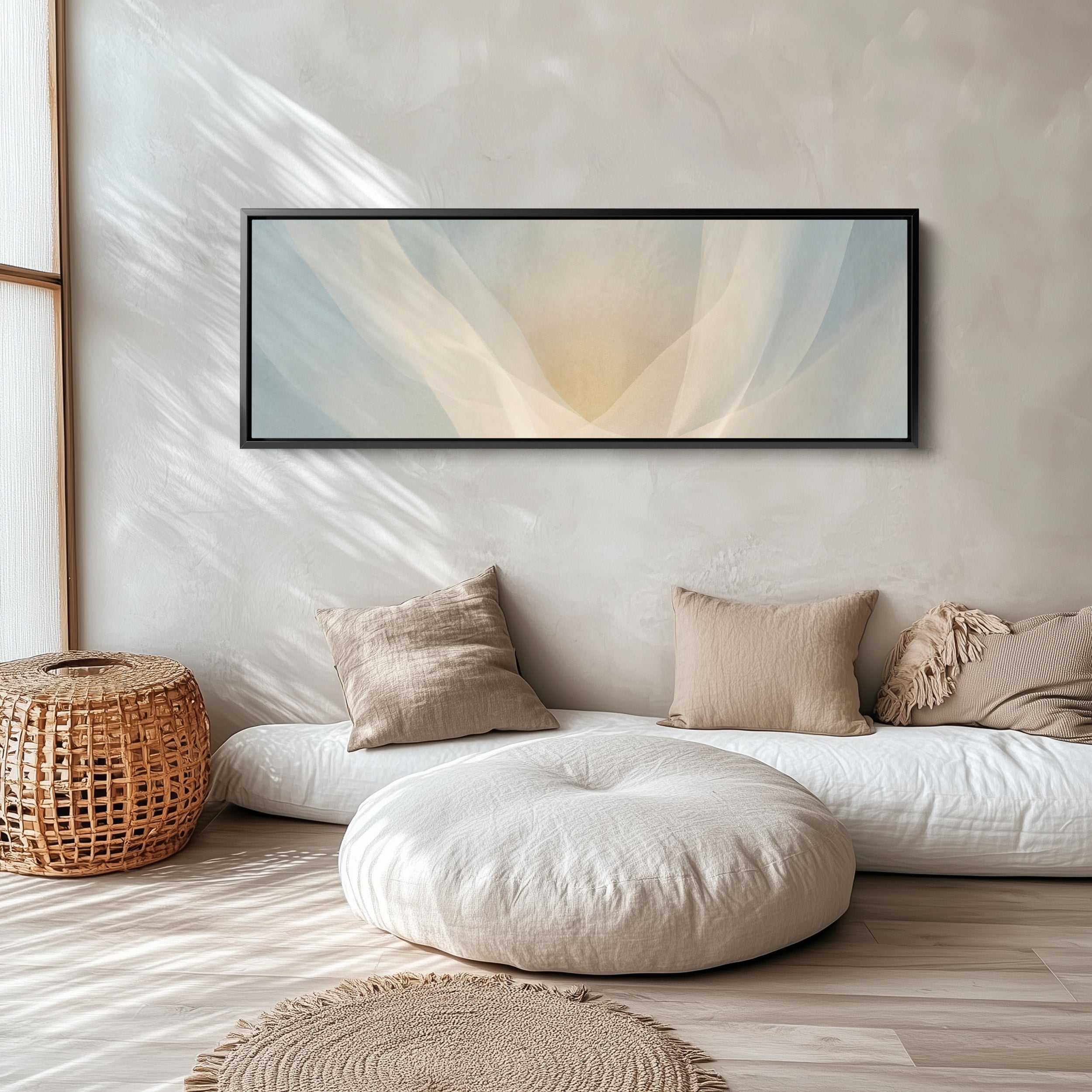 Sheer Fabric Abstract Layers Bedroom Wall Art Framed Canvas Print Living Room