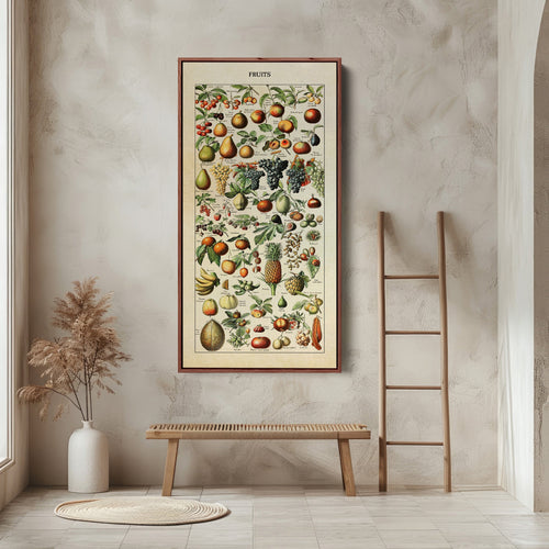 Adolphe Millot Vertical Wall Art Vintage Fruit Botanical Chart Tall Canvas For Kitchen