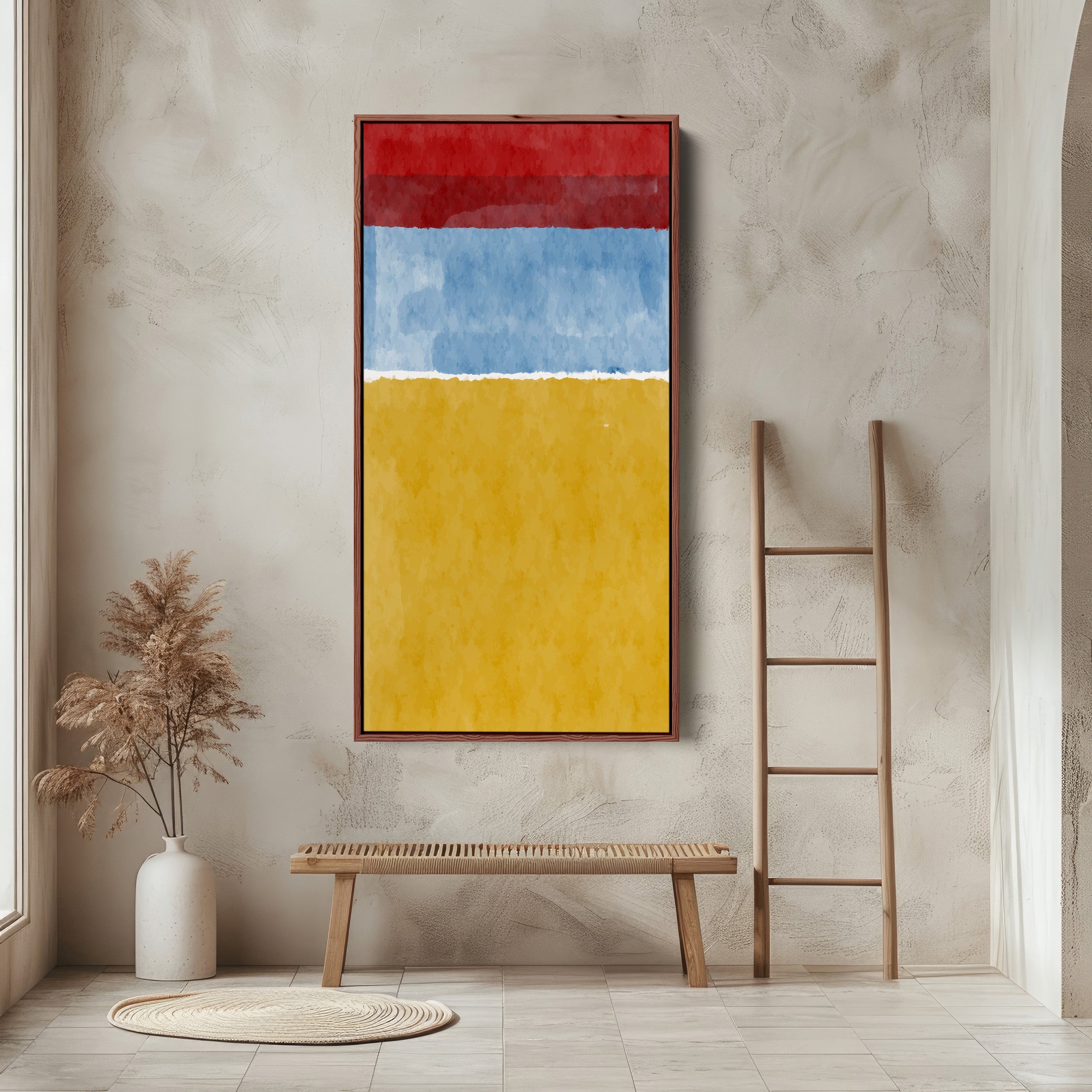 Vertical Wall Art Abstract Colour Bands Tall Canvas For Bedroom