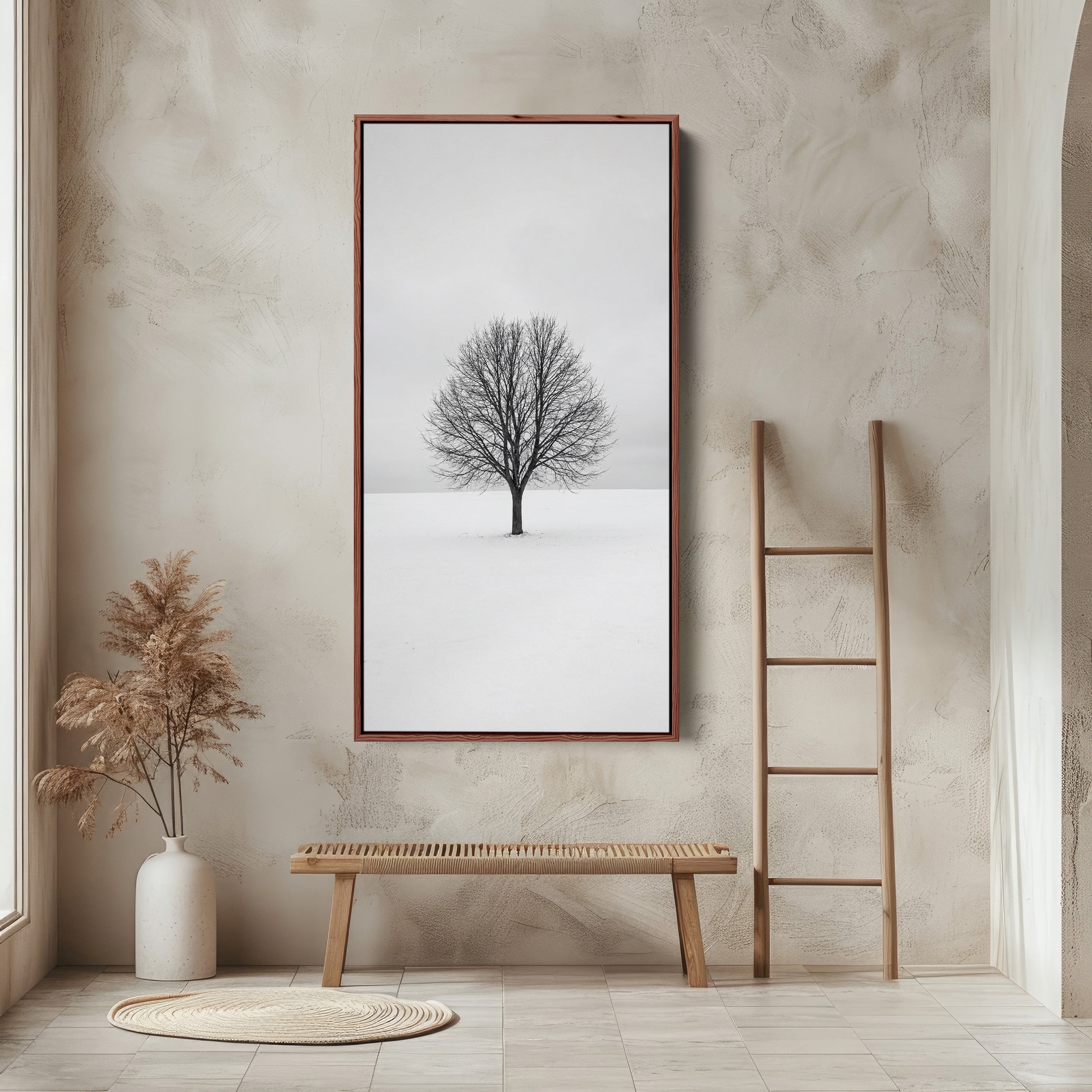 Long Wall Art Bare Tree In Snow Portrait Wall Art For Kitchen