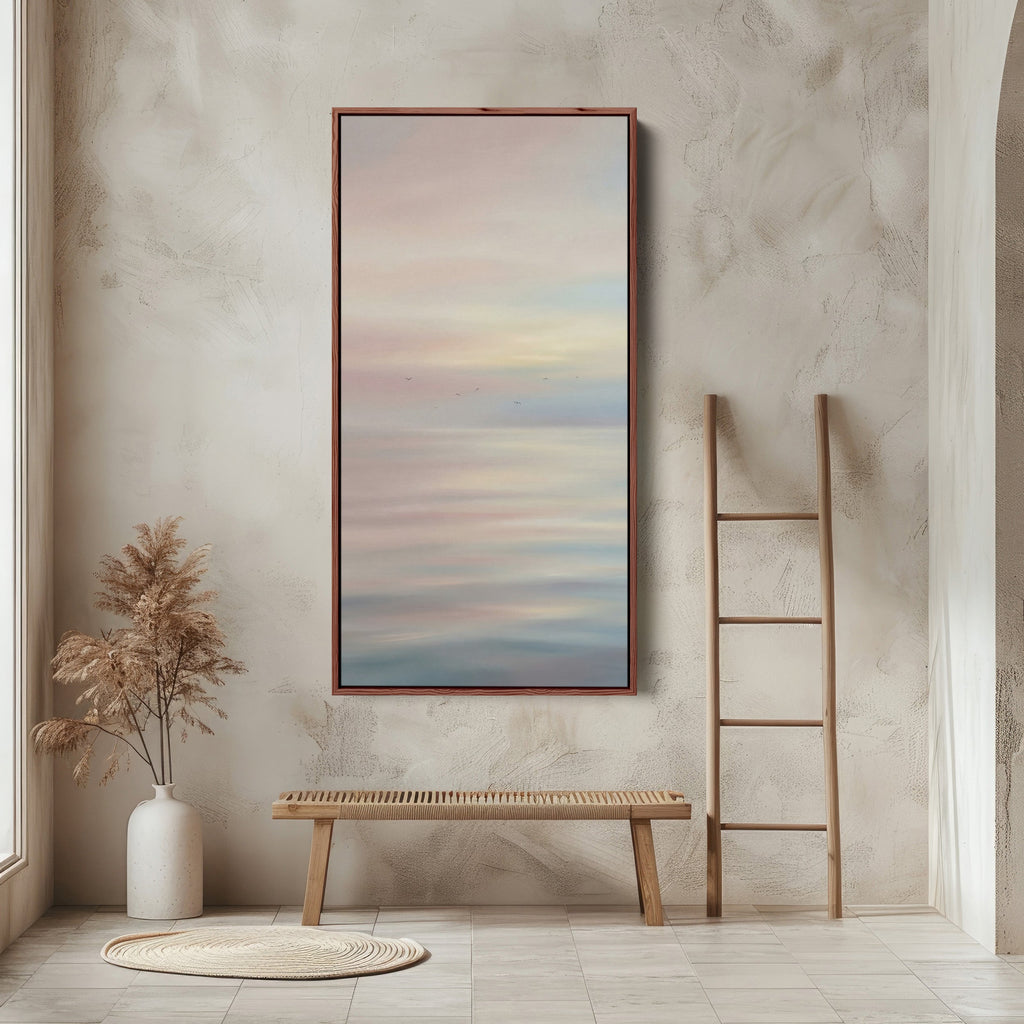 Tall Wall Art Soft Abstract Seascape Portrait Wall Art For Kitchen