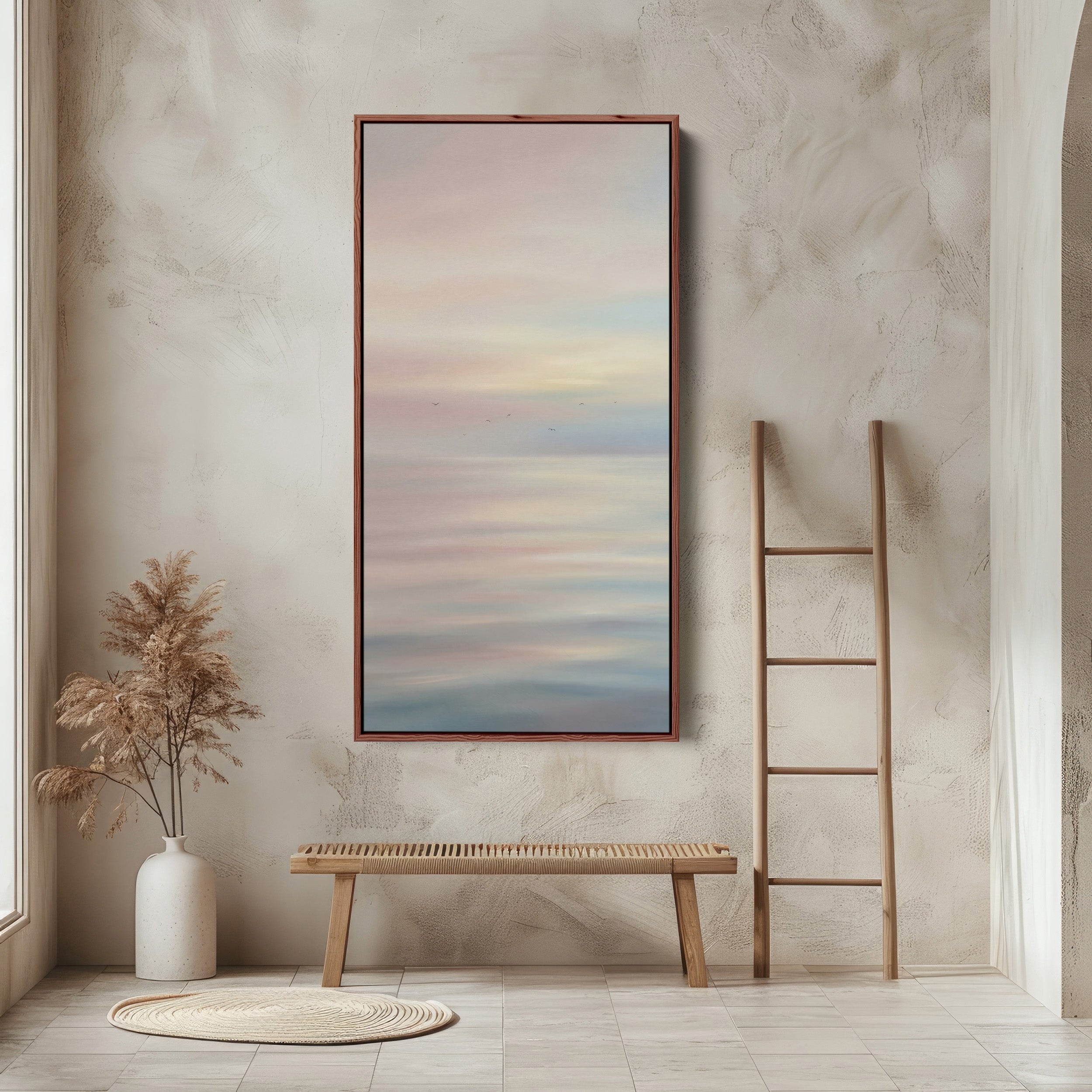 Tall Wall Art Soft Abstract Seascape Portrait Wall Art For Kitchen