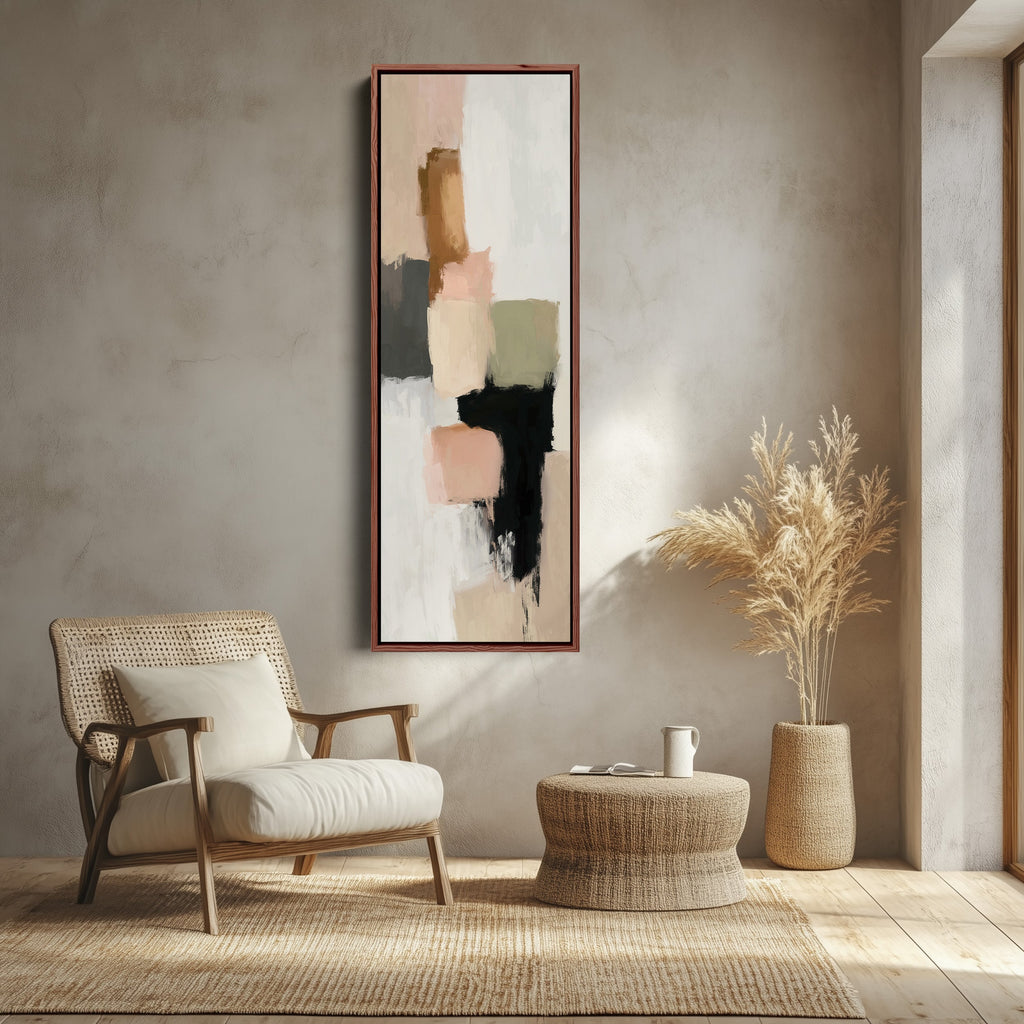 Minimalist Neutral Beige Abstract Vertical Wall Decor