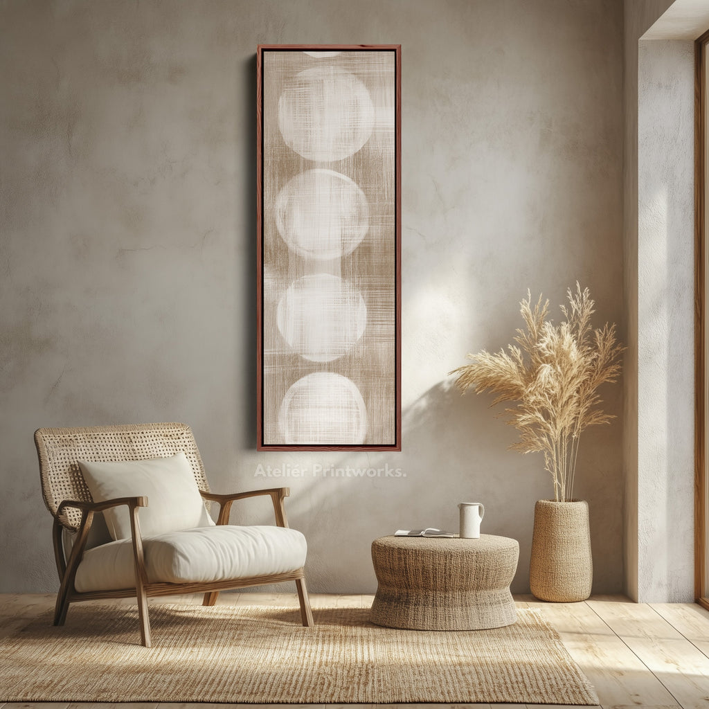 Minimalist Beige & White Abstract Vertical Wall Decor Large Framed Canvas