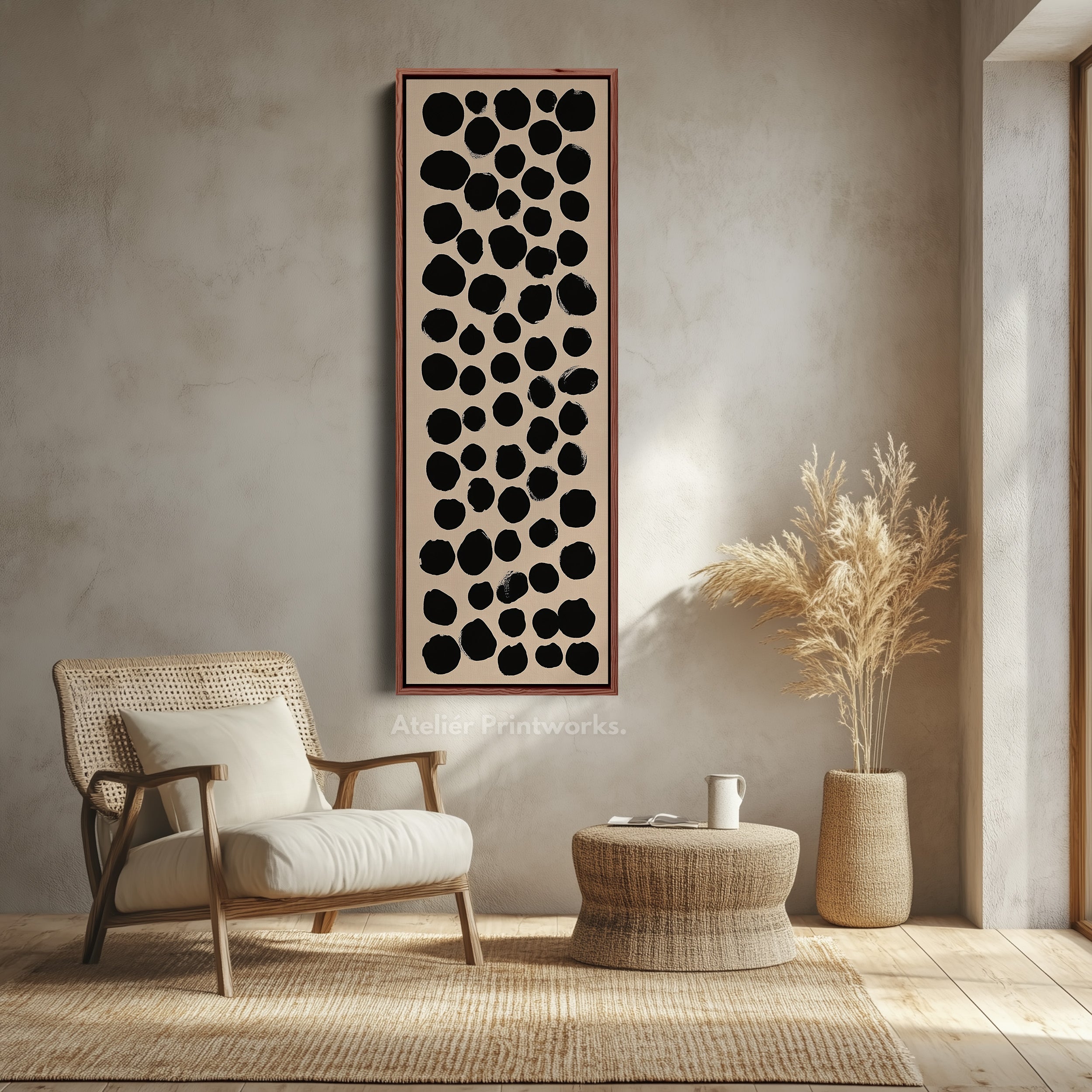 Minimalist Black Dots Large Canvas Wall Art Vertical Wall Decor