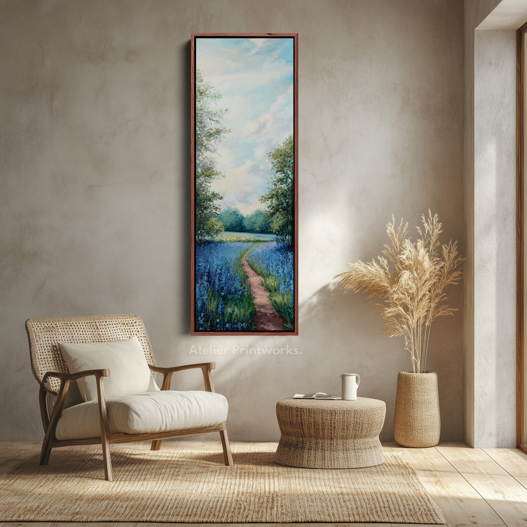 Bluebell Large Painting Vertical Long Wall Art Large Canvas Decor