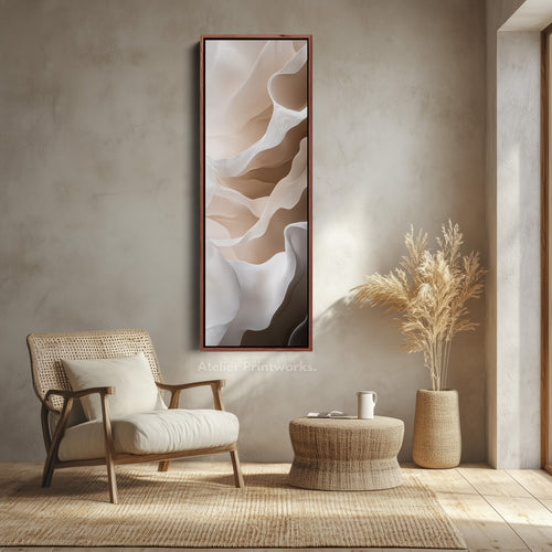 Beige & White Long Narrow Vertical Wall Art Large Canvas Decor