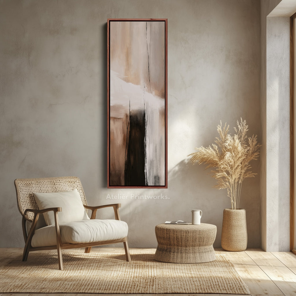 Neutral Abstract Large Canvas Long Narrow Vertical Wall Art Decor