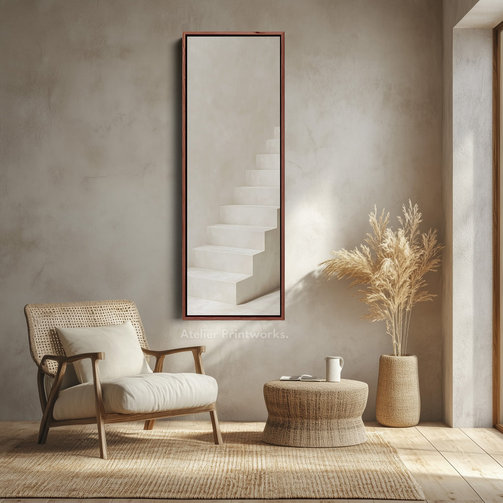 Minimalist Steps Long Tall Vertical Framed Canvas Wall Art