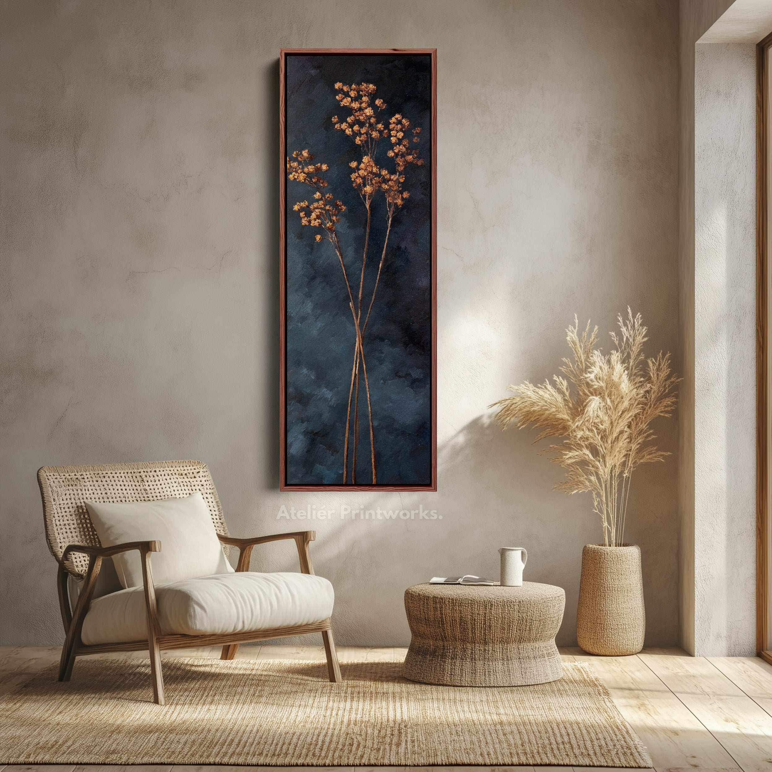Vintage Wildflower Kitchen Tall Skinny Vertical Framed Canvas Decor