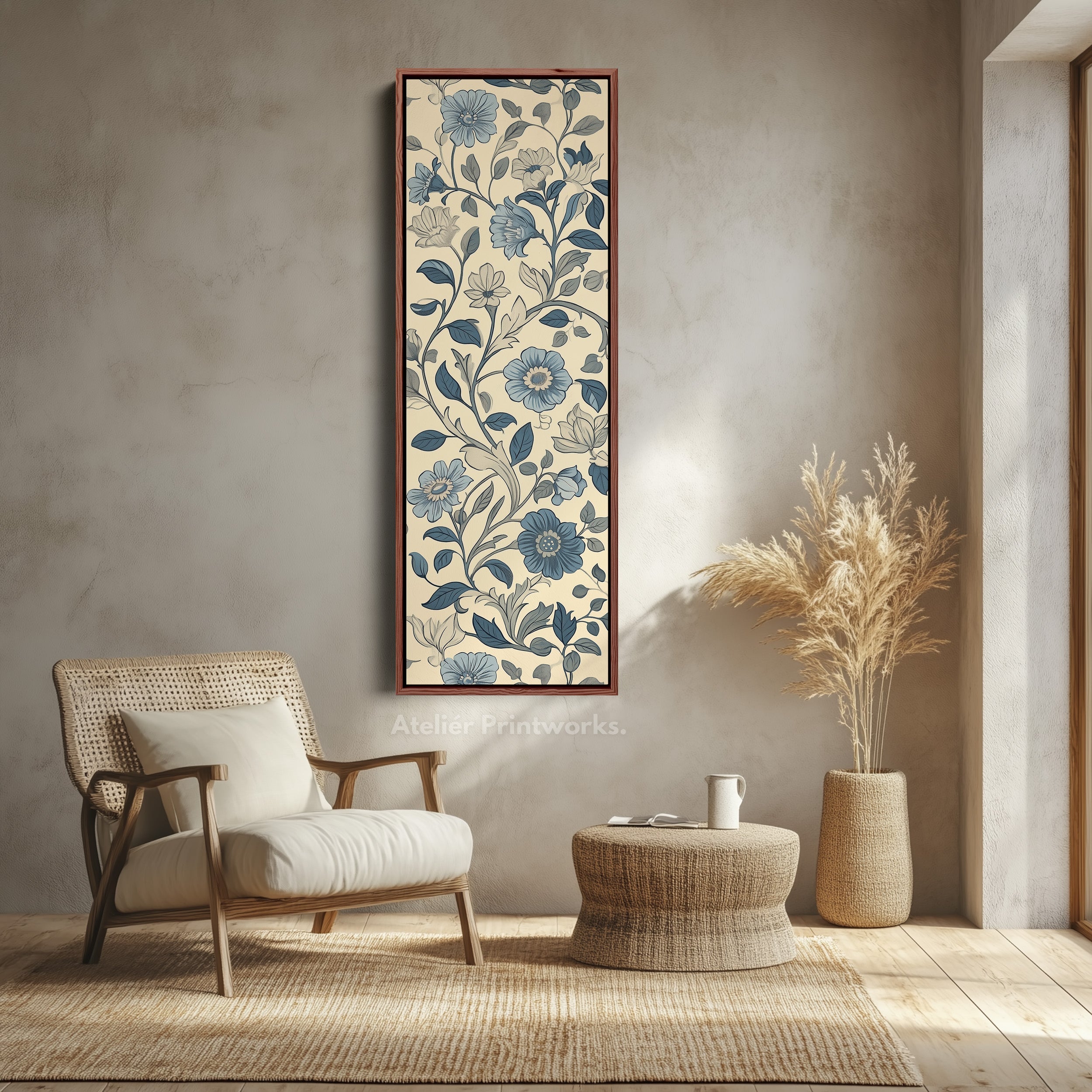 Vintage Blue & Cream Vertical Wall Decor