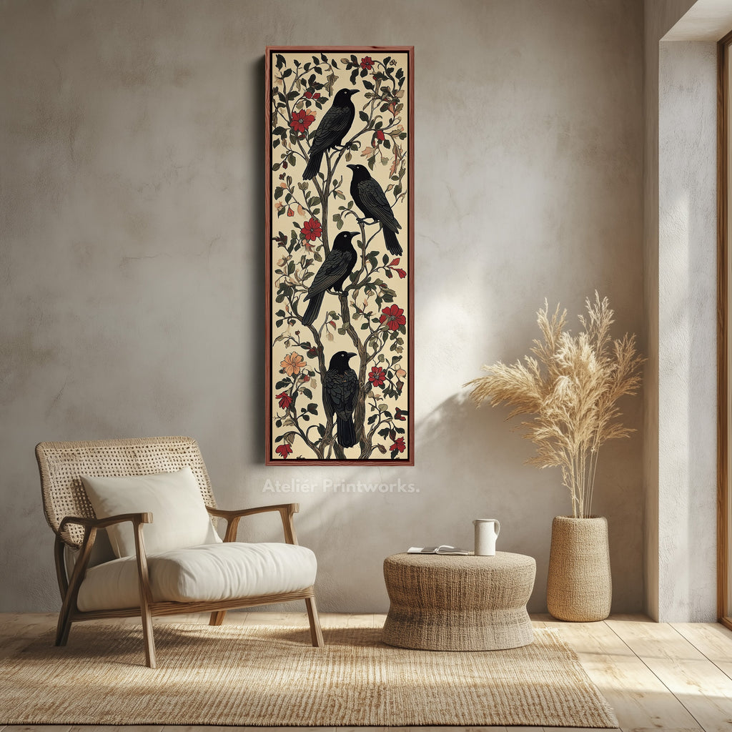 Black Ravens Vertical Long Wall Decor
