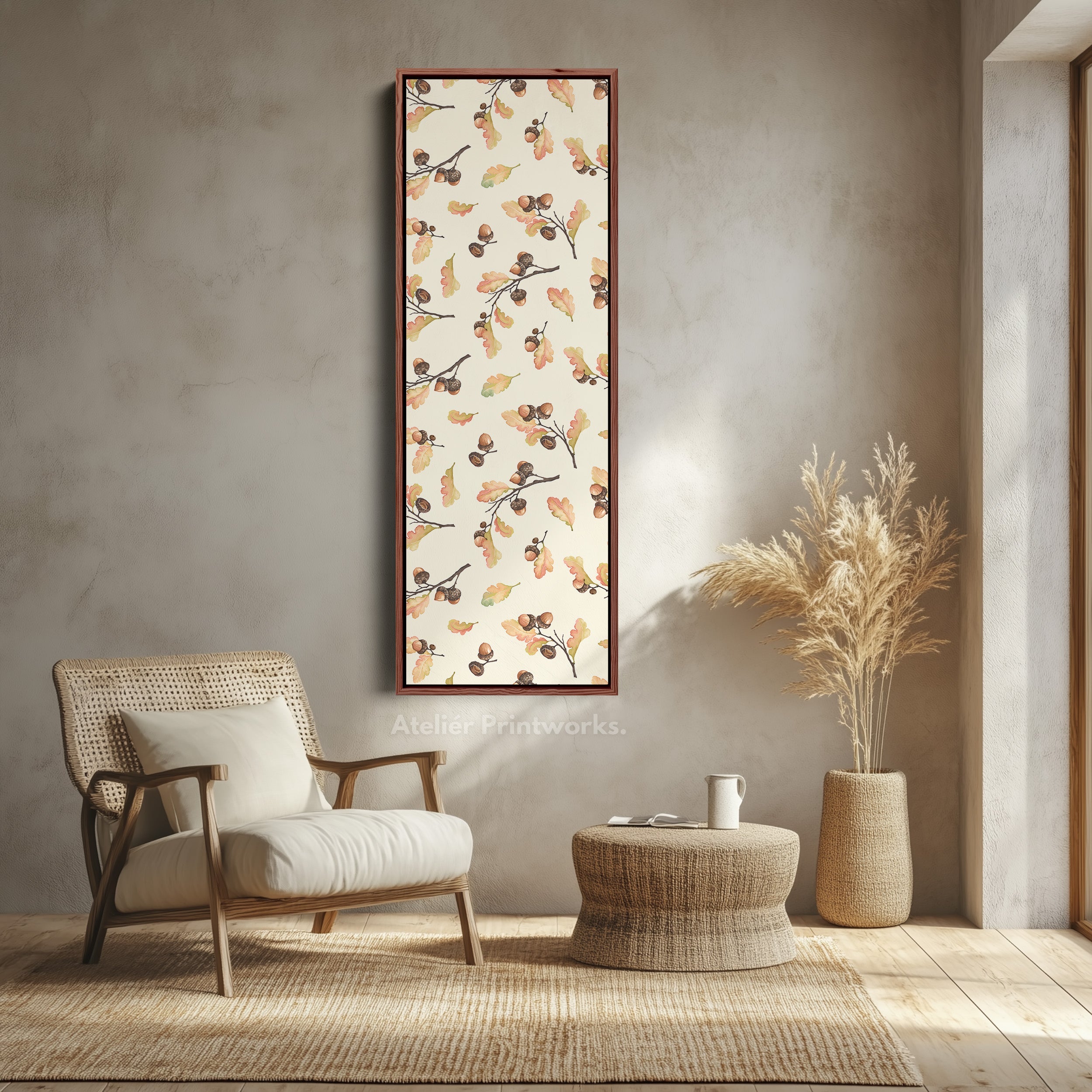 Acorn Illustration Long Vertical Framed Wall Decor