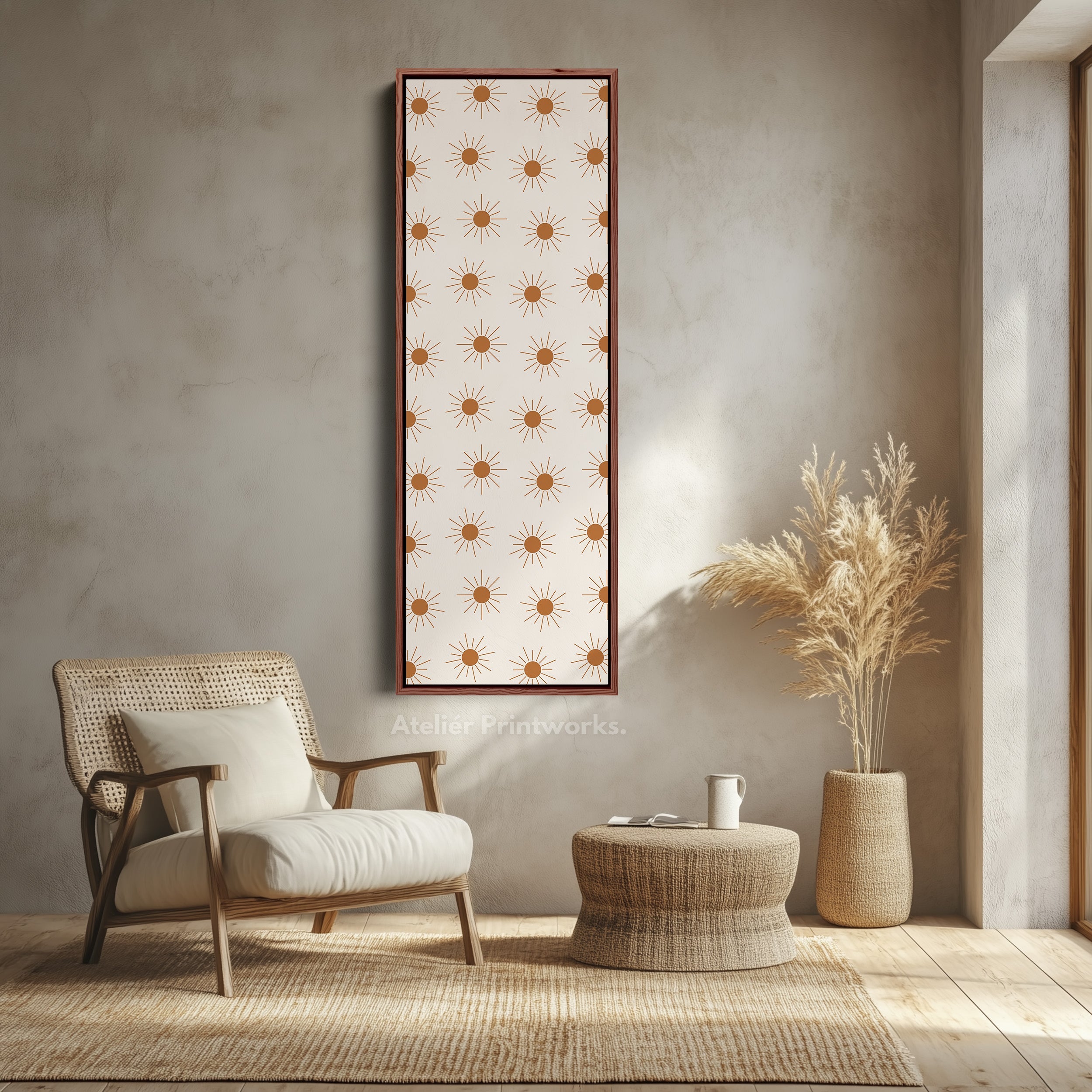 Vertical Long Wall Art Boho Sun Wall Art