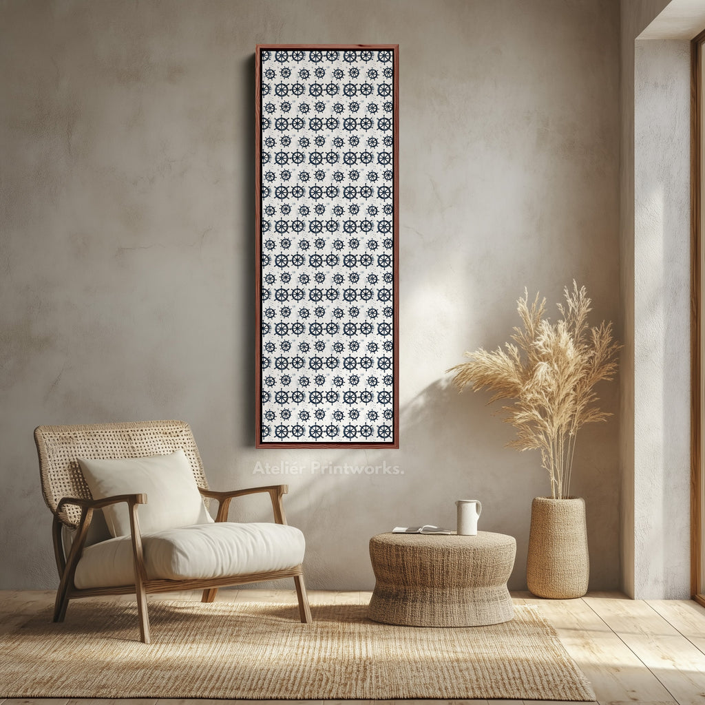 Vertical Long Wall Art Ships Wheel Wall Art