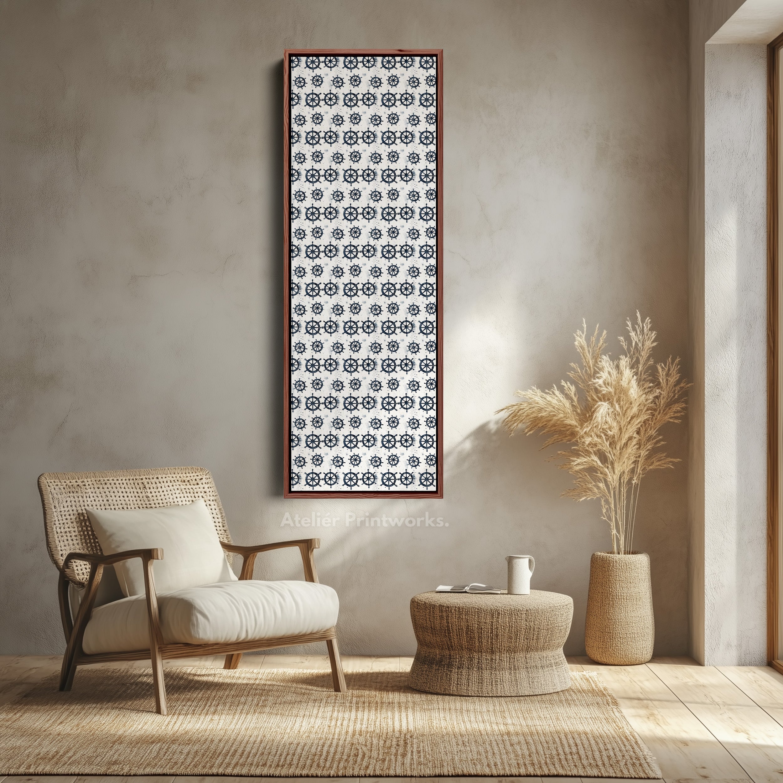 Vertical Long Wall Art Ships Wheel Wall Art