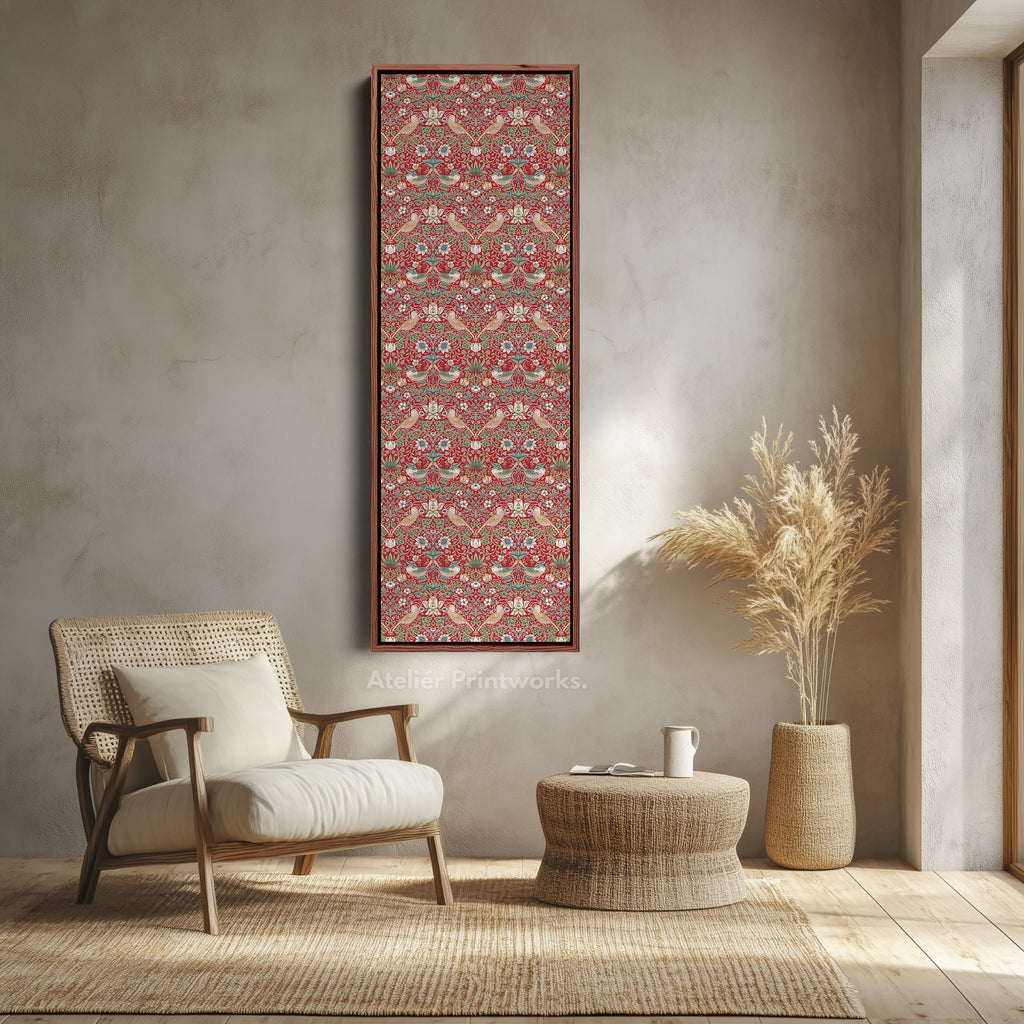 William Morris Strawberry Thief Red Vertical Long Wall Art