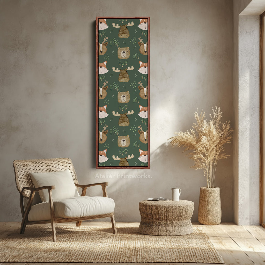 Vertical Kids Room Wall Decor Woodland Animals