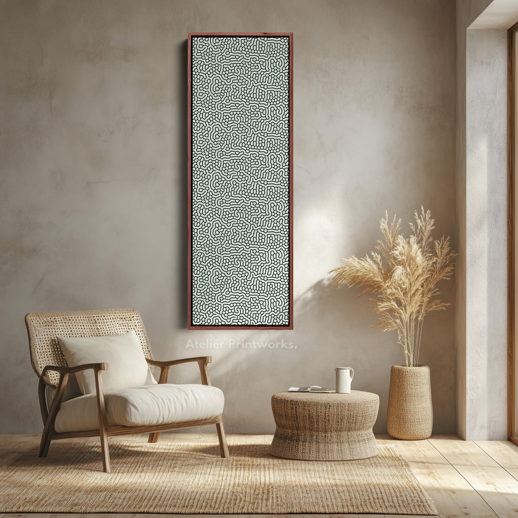 Green & White Wriggly Vertical Narrow Wall Art