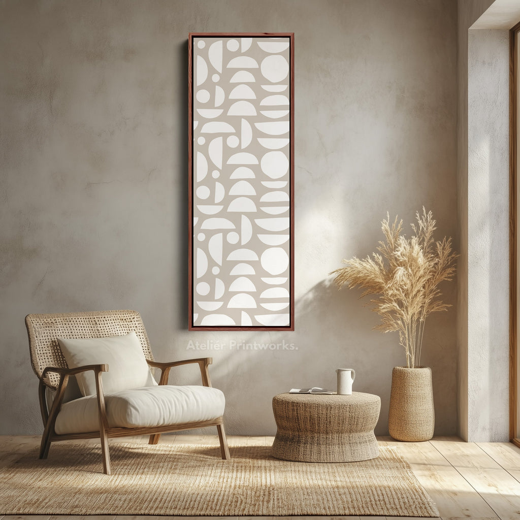 Vertical Tall Narrow Wall Art Beige & White