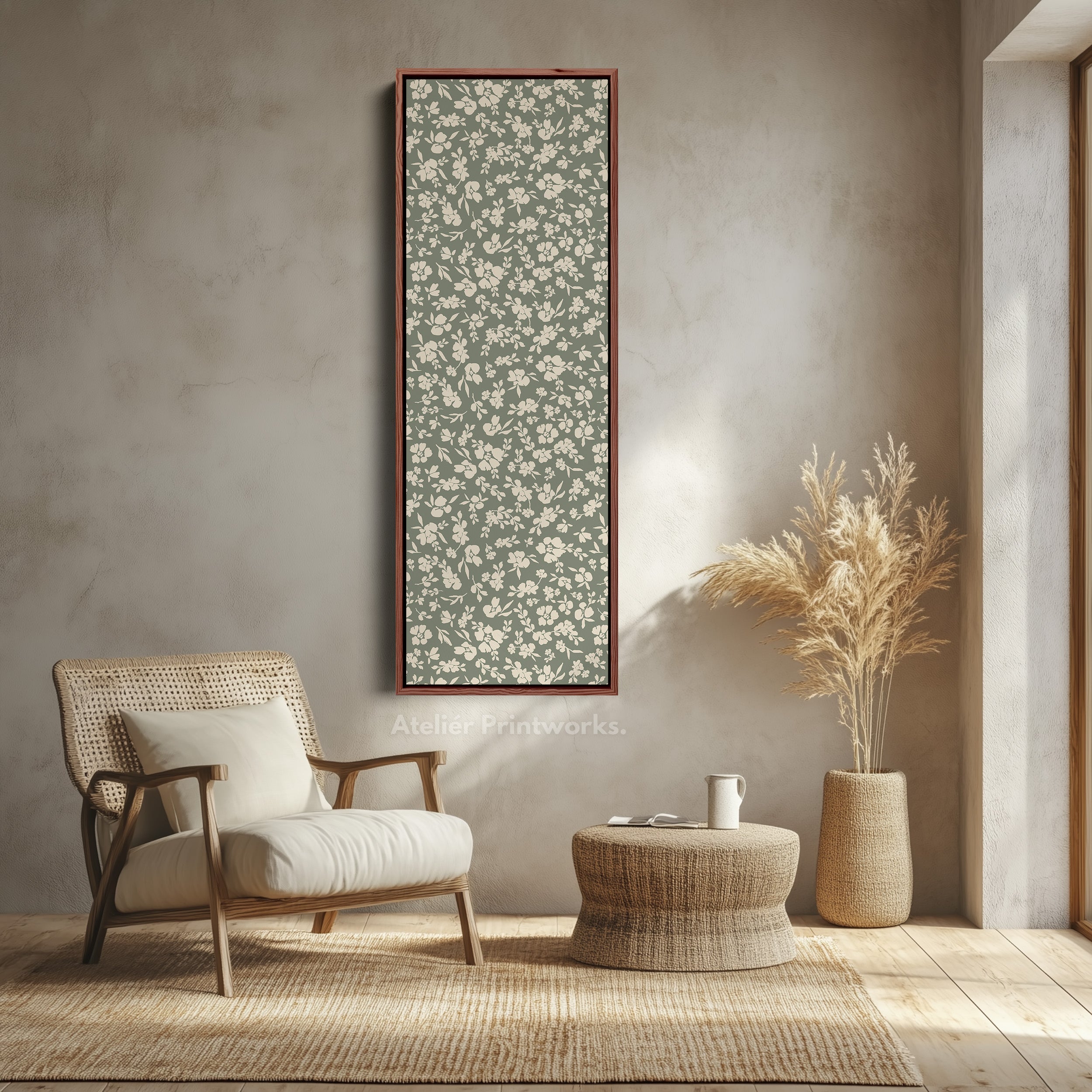 Vintage Cottagecore Long Narrow Green Wall Art