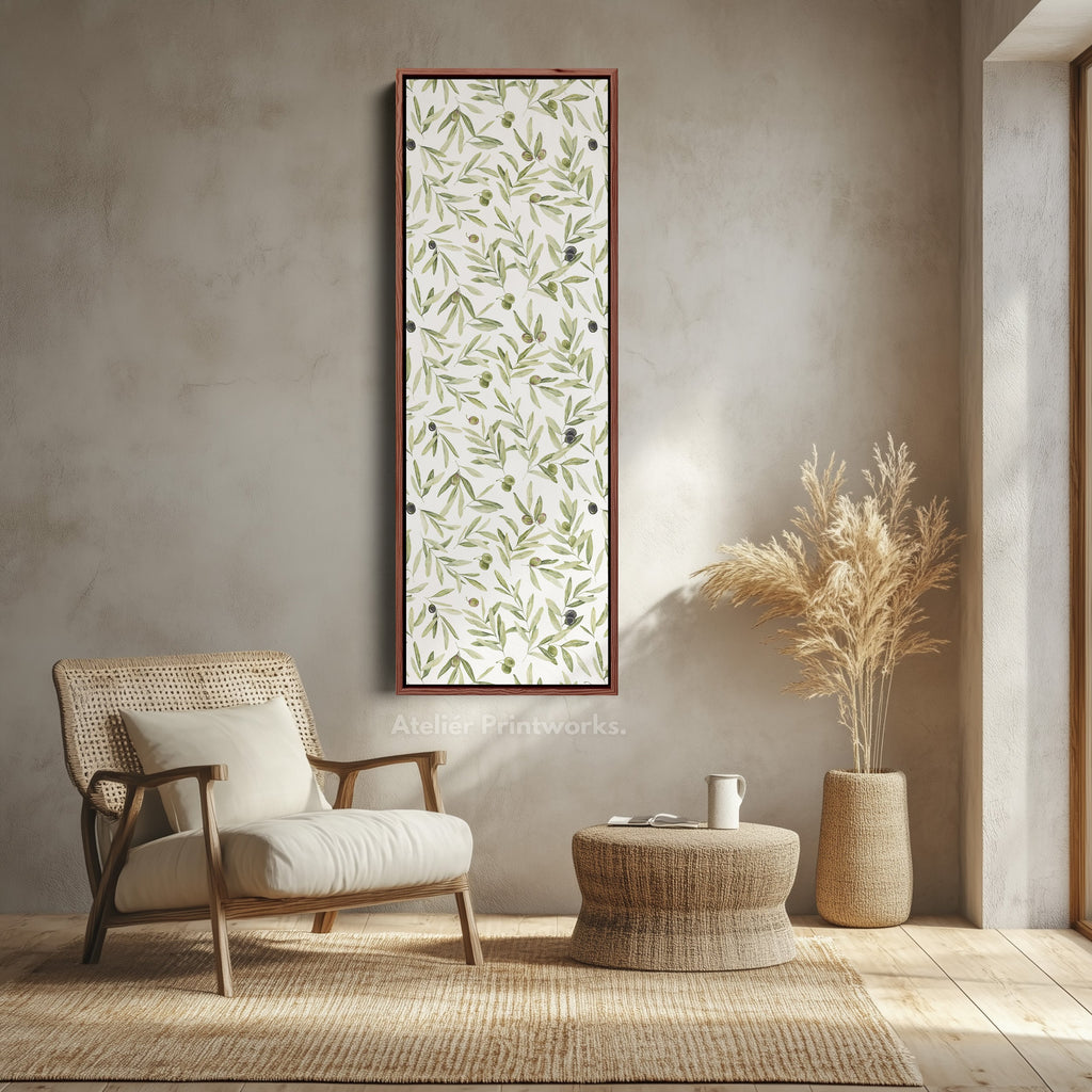 Vertical Kitchen Wall Decor Olive Leaves Long Narrow