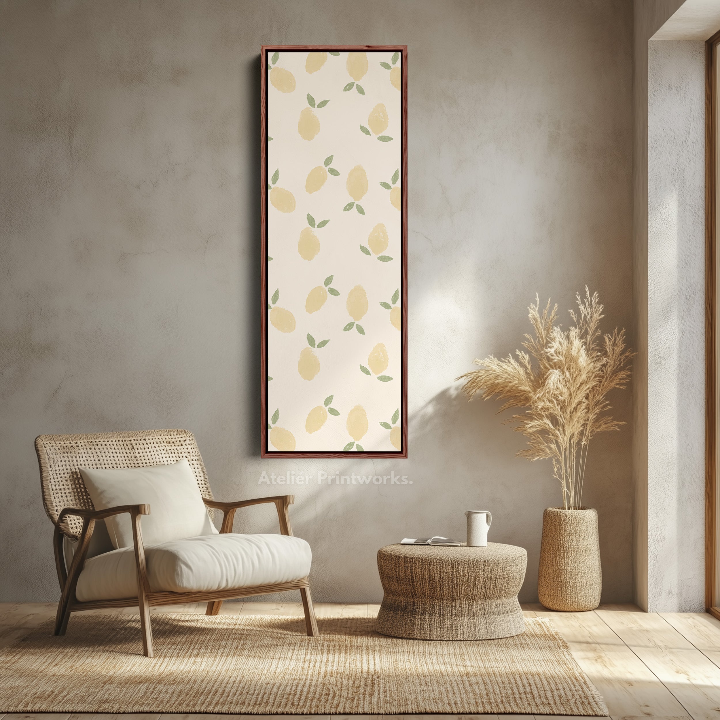 Long Narrow Kitchen Lemon Wall Art Vertical