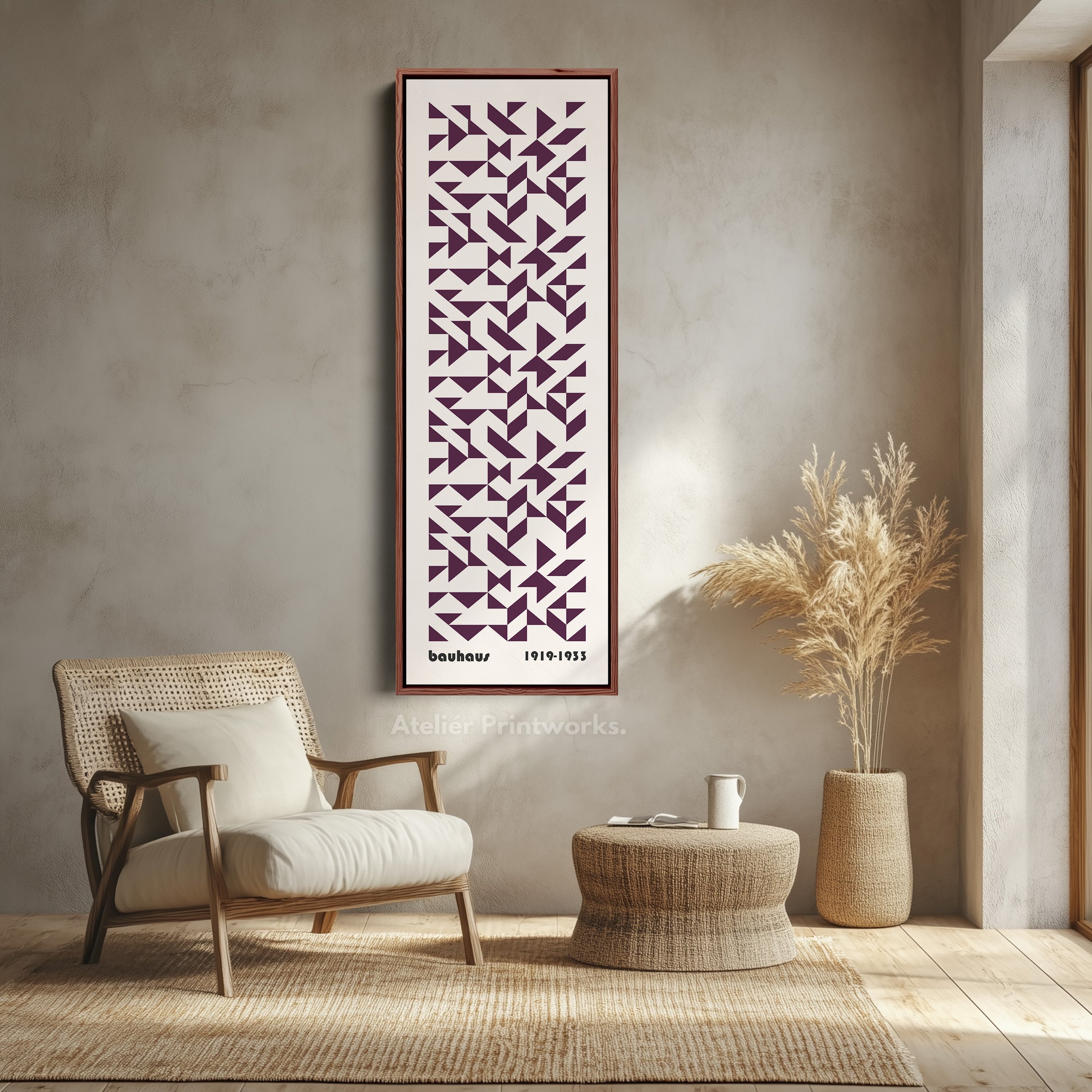 Bauhaus Retro Mid Century Geometric Long Vertical Wall Art