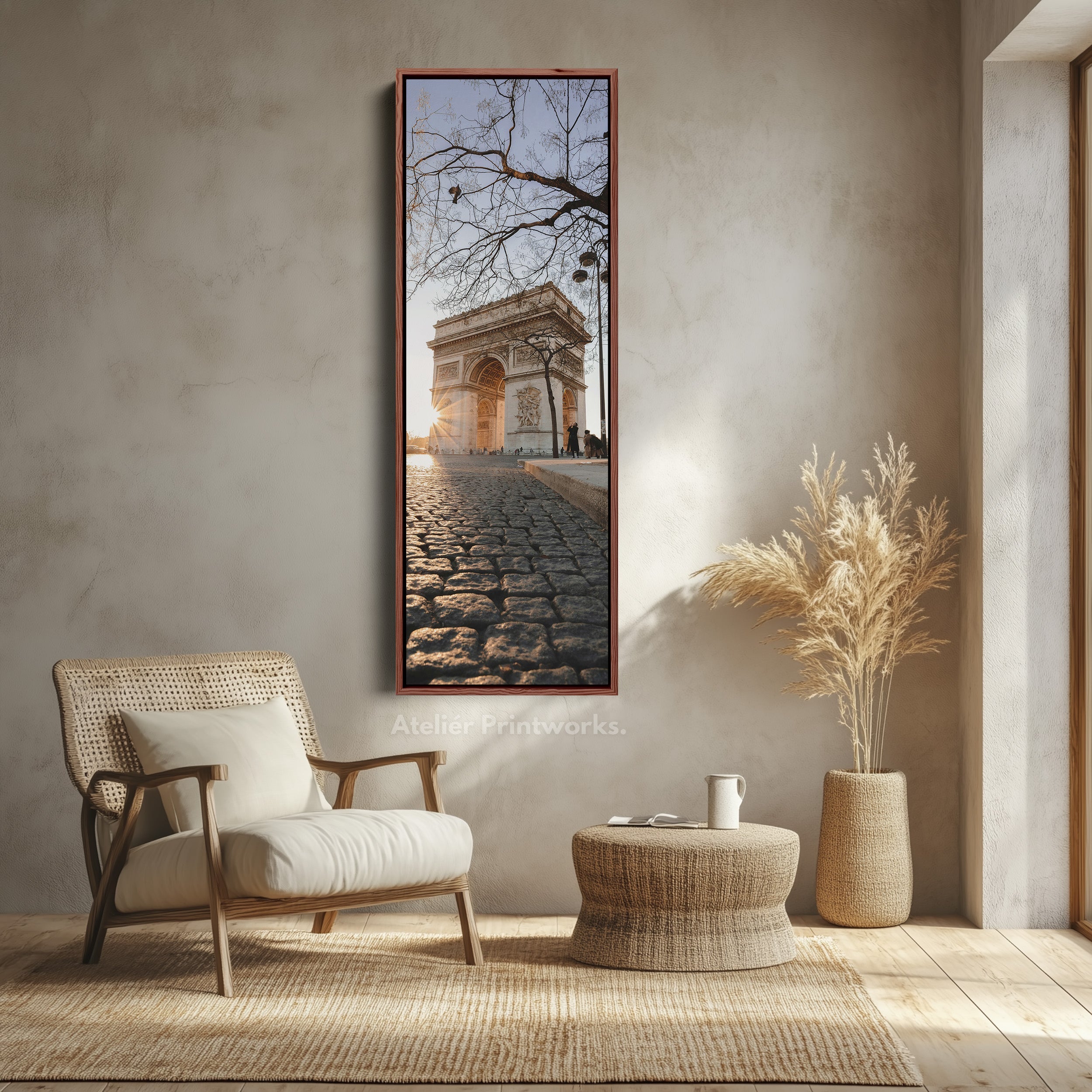 Paris Arc De Triomphe Vertical Long Framed Canvas