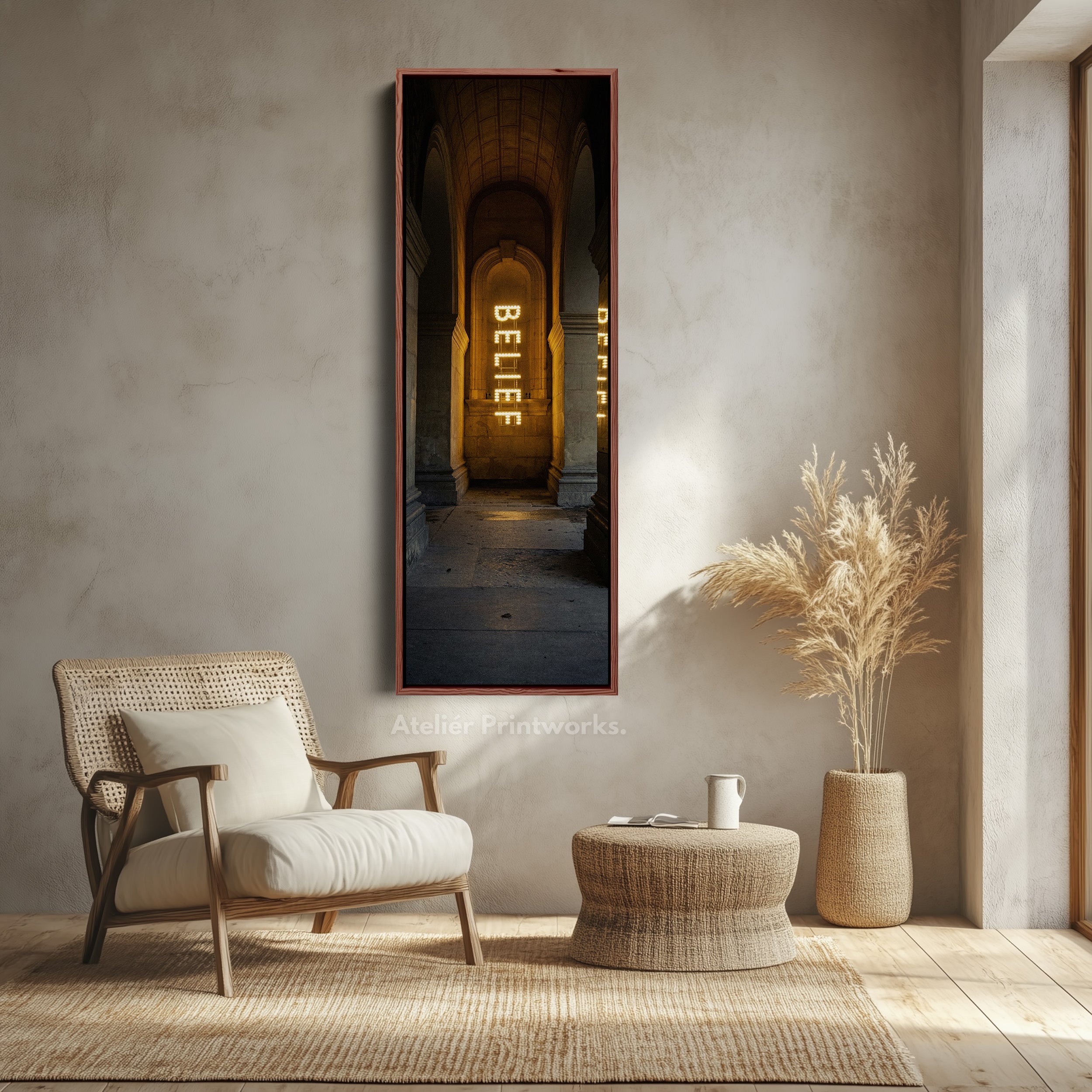 Long Vertical Wall Decor - Belief Framed Canvas