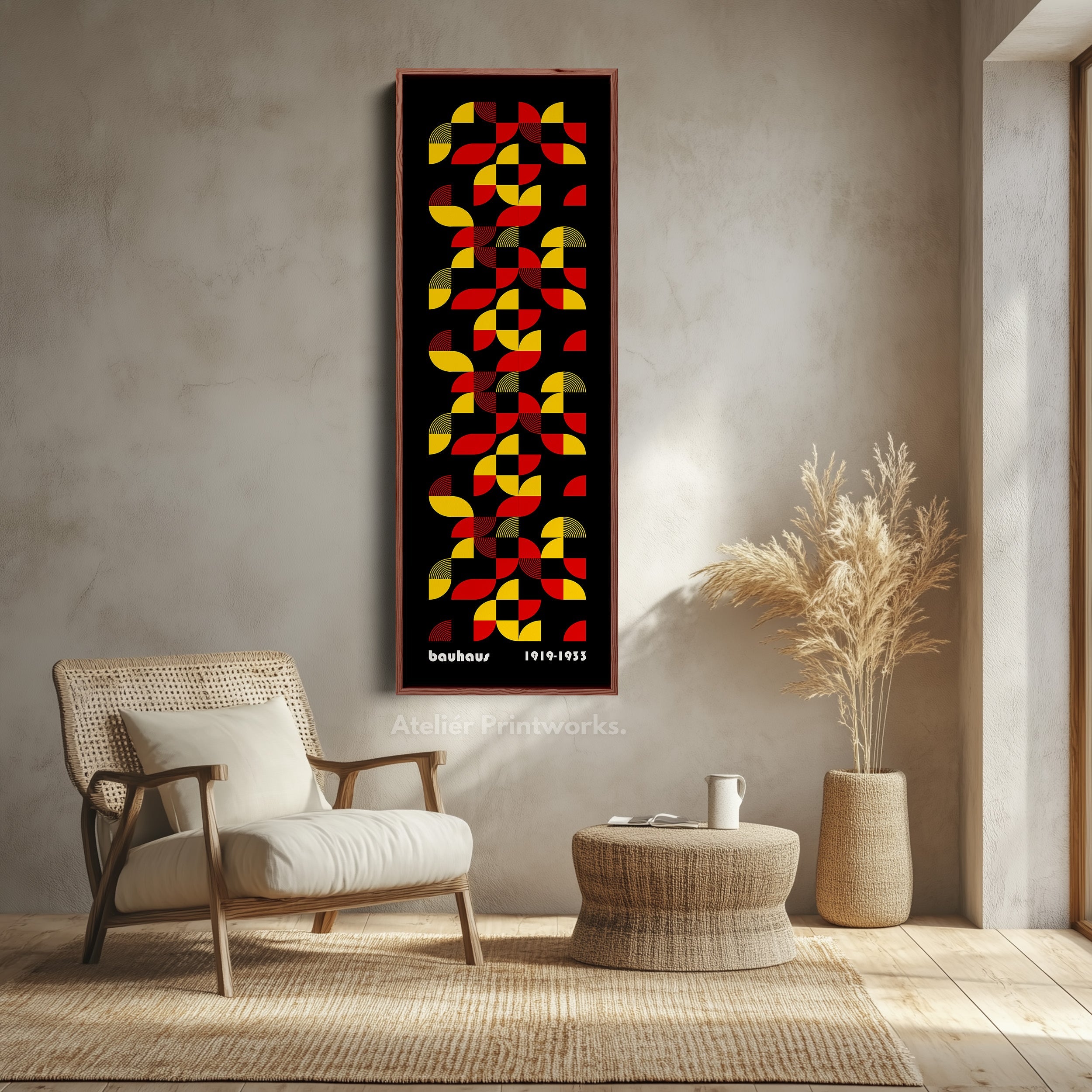 Black Long Vertical Mid Century Bauhaus Wall Art
