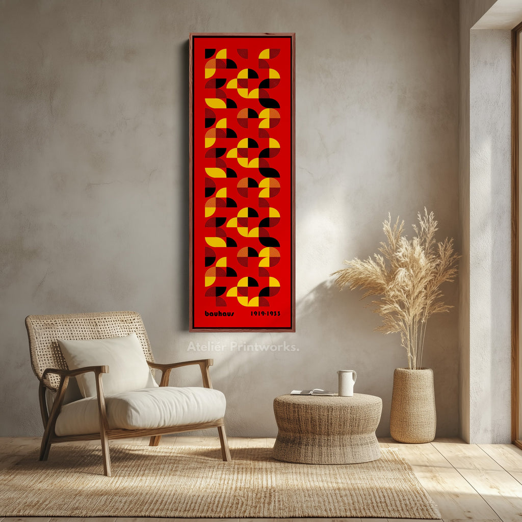 Red Vertical Wall Art Bauhaus Mid Century