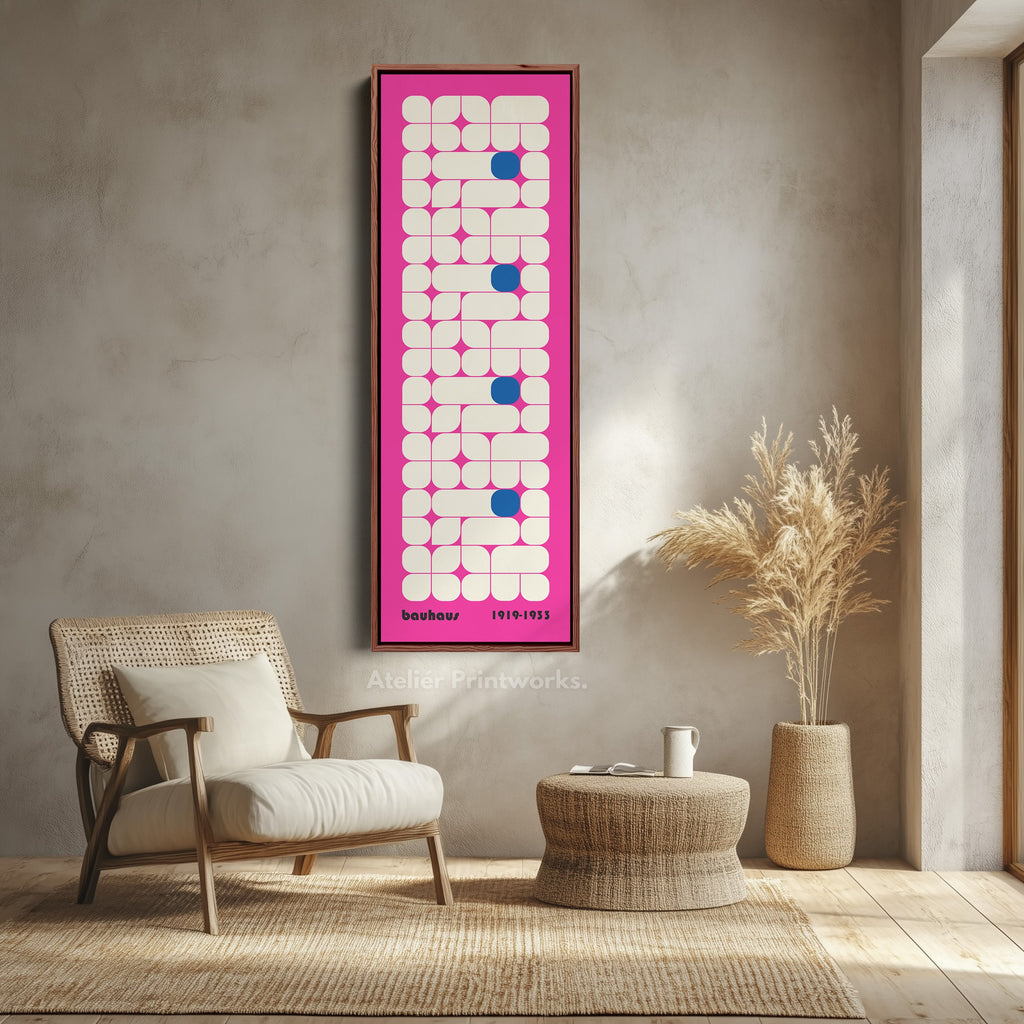 Vertical Pink Wall Decor Bauhaus Mid Century