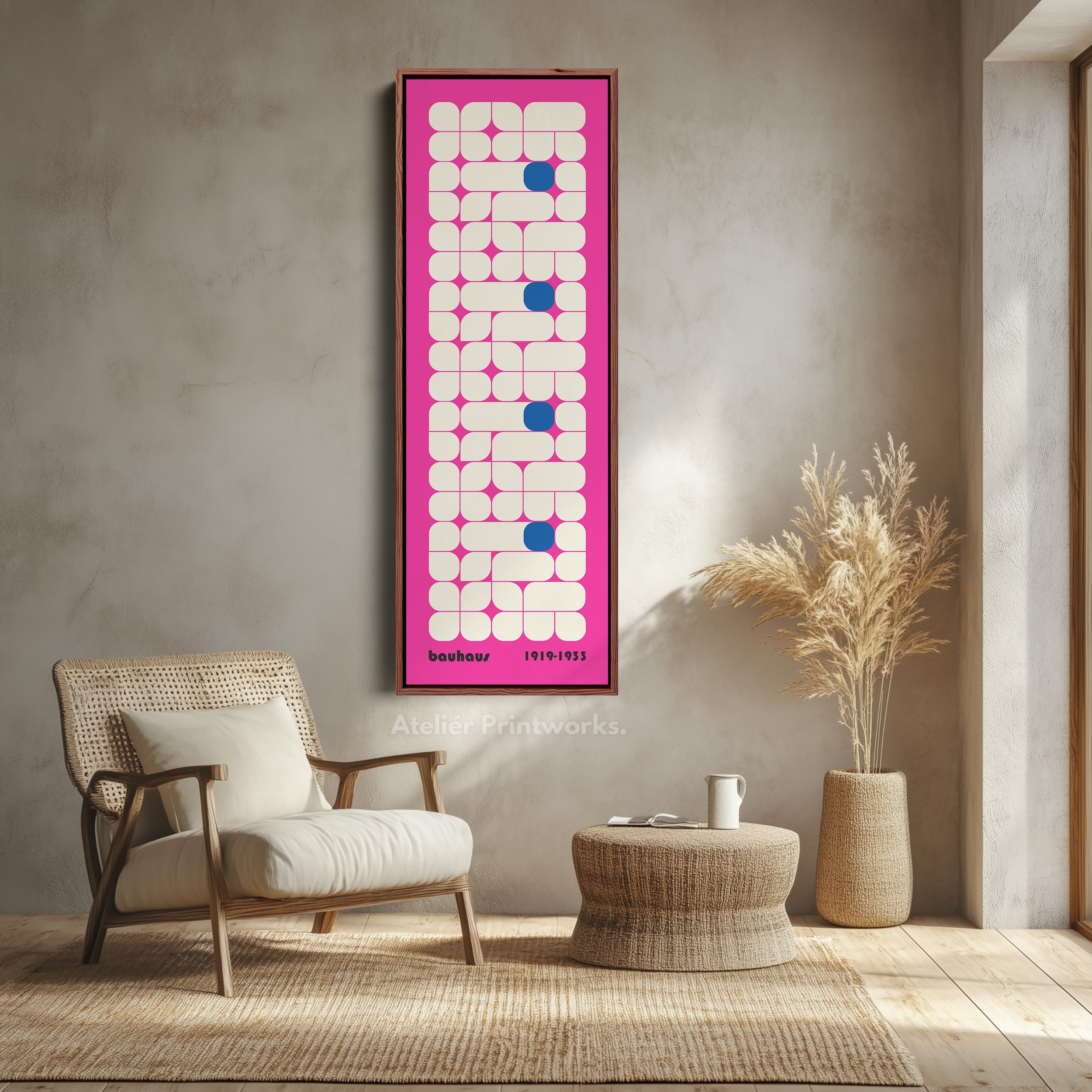 Vertical Pink Wall Decor Bauhaus Mid Century