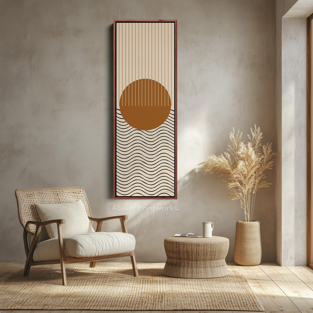 Sunrise Over Waves Minimalist Vertical Wall Canvas for Bedroom or Meditation Space