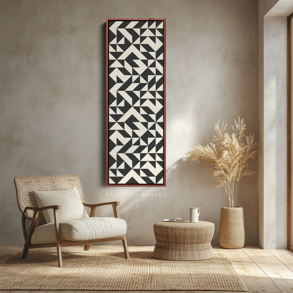 Geometric Arrows Long Narrow Canvas Wall Art for Hallway or Office