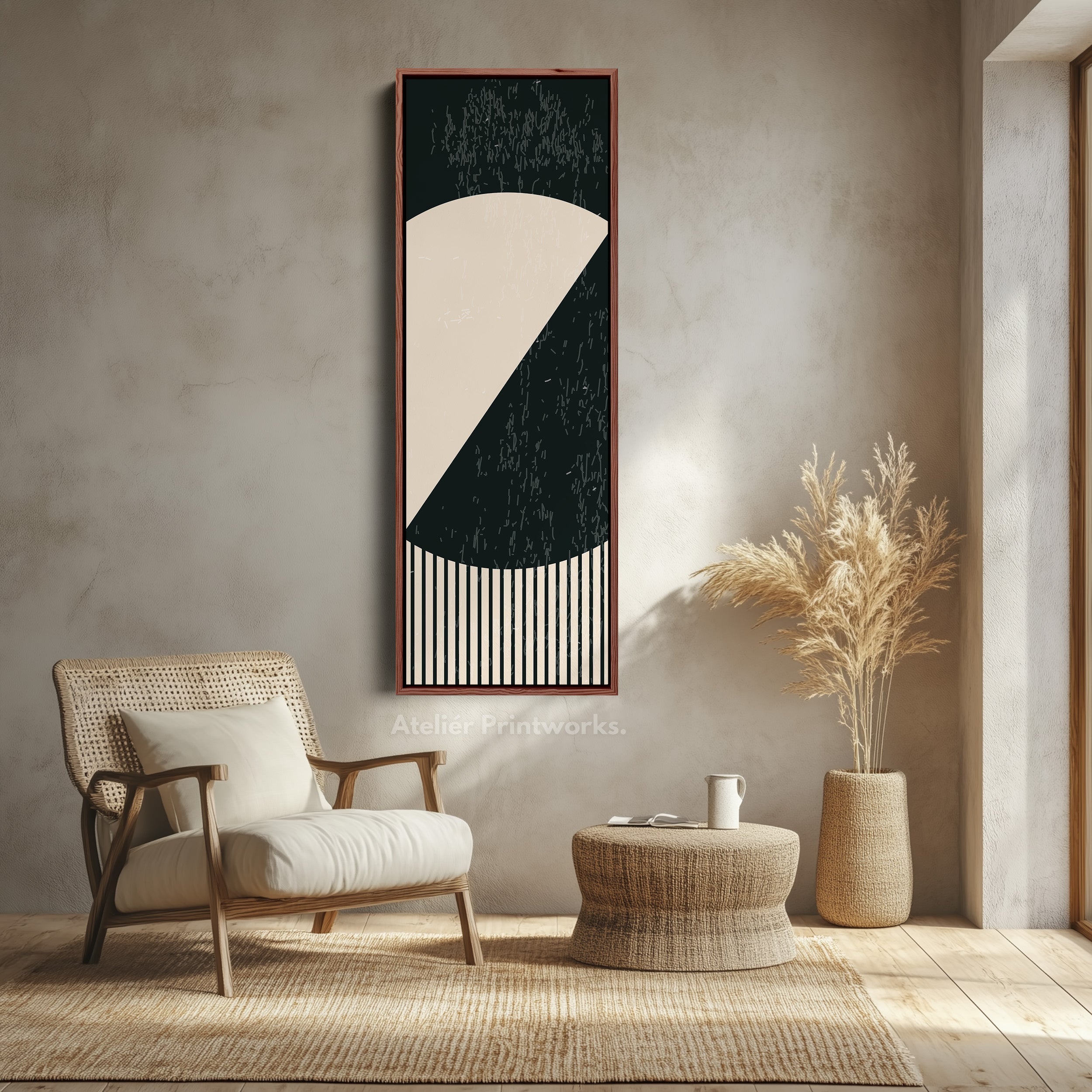 Retro Pop Art Sun Vertical Framed Canvas Wall Art for Bedroom or Living Room