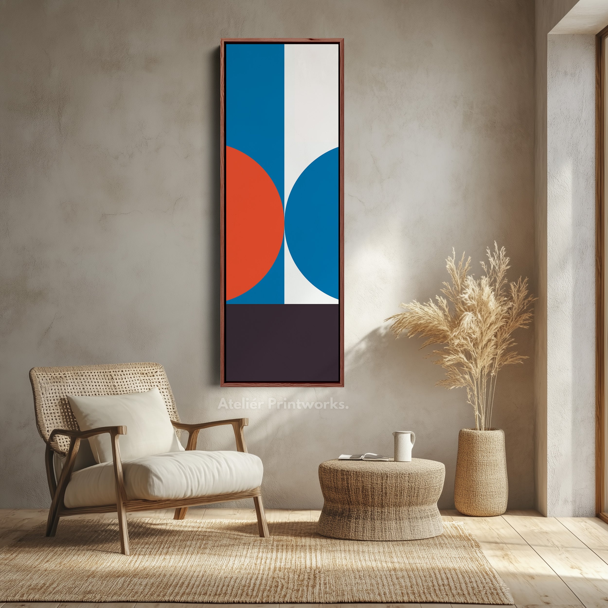 Minimalist Color Block Vertical Framed Canvas Wall Art for Office or Hallway