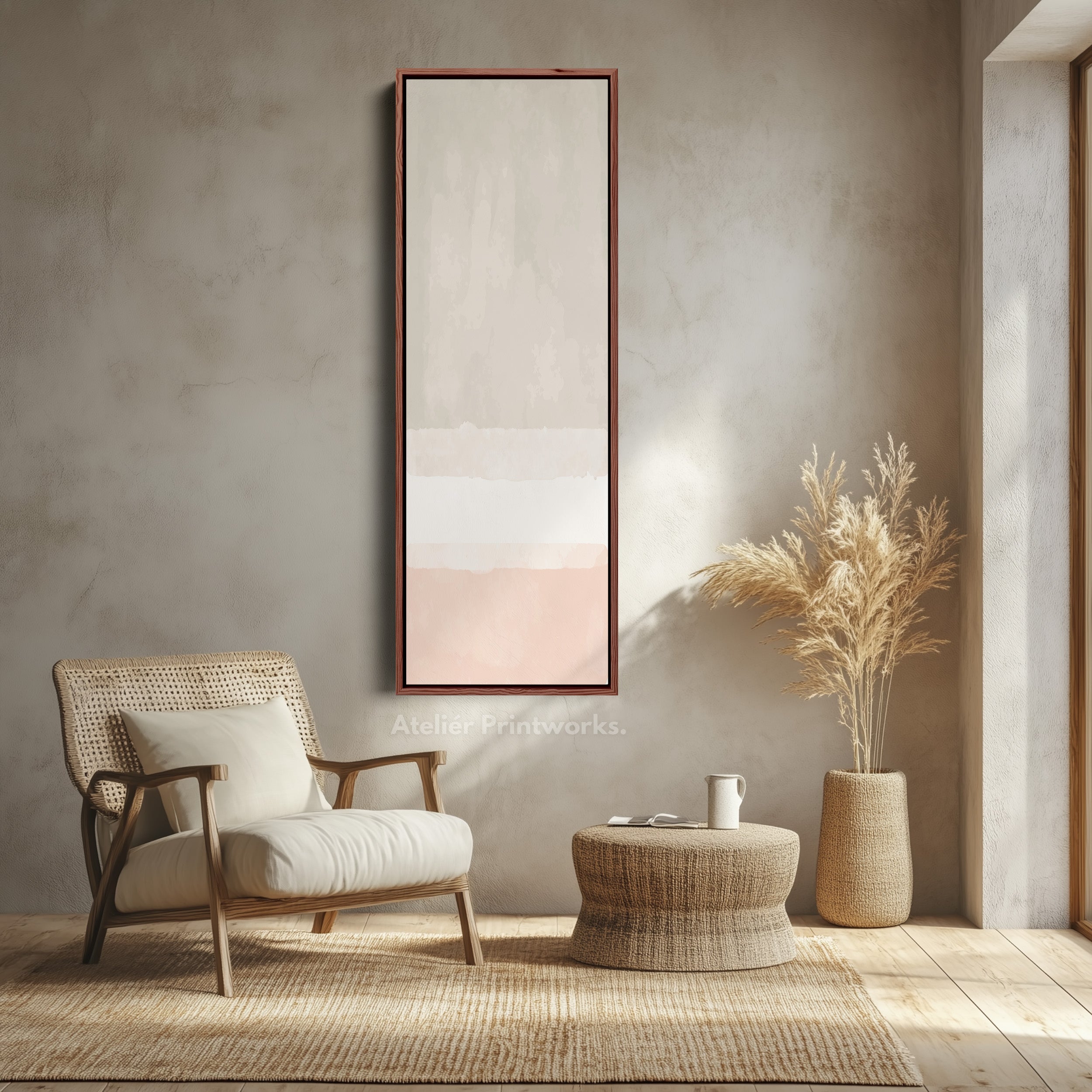 Tall Canvas Wall Art Beige Vertical Framed Canvas For Living Room