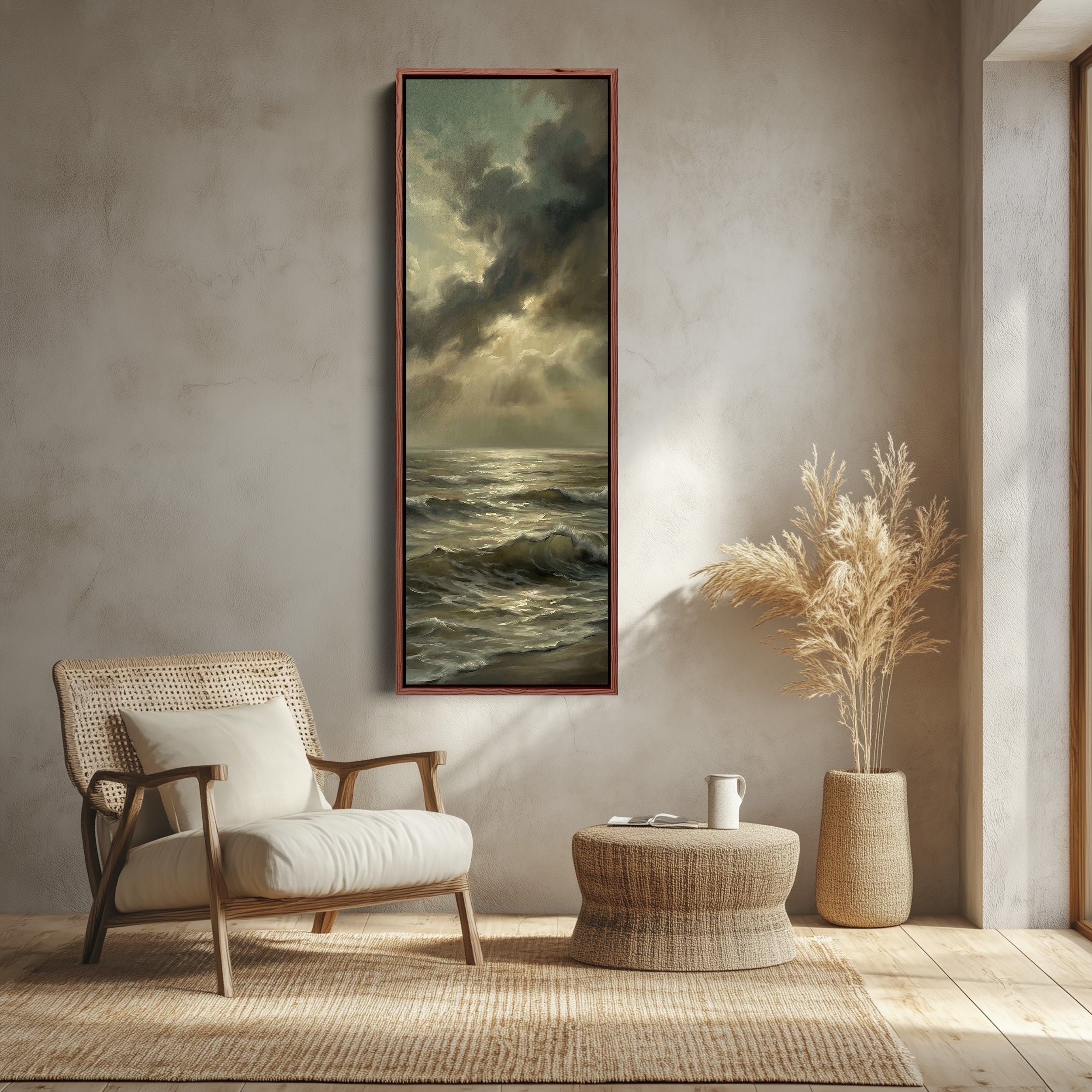 Stormy Sea Vertical Wall Art Framed Canvas Print For Living Room