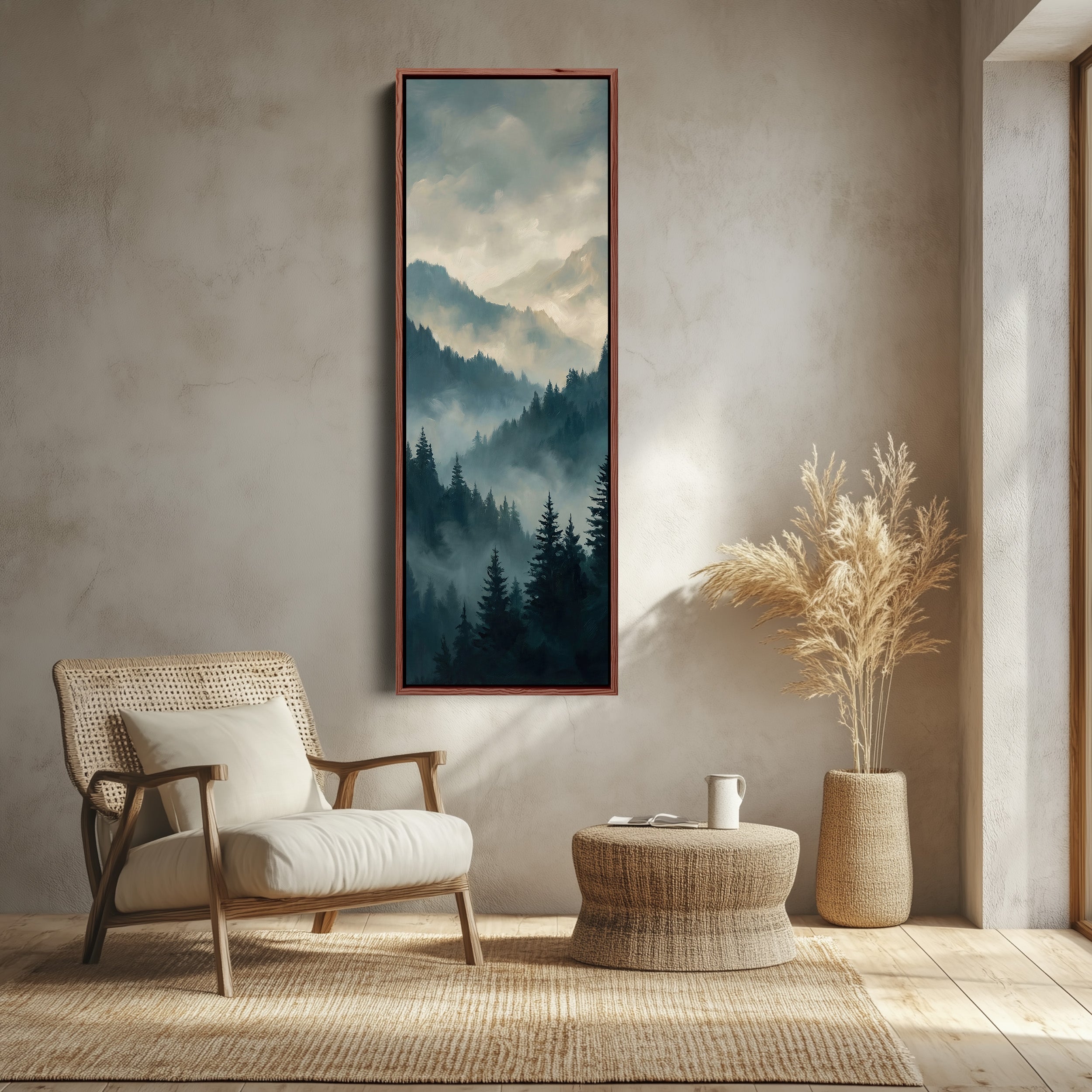 Large Wall Art Misty Alpine Forest Oversized Wall Decor For Living Room