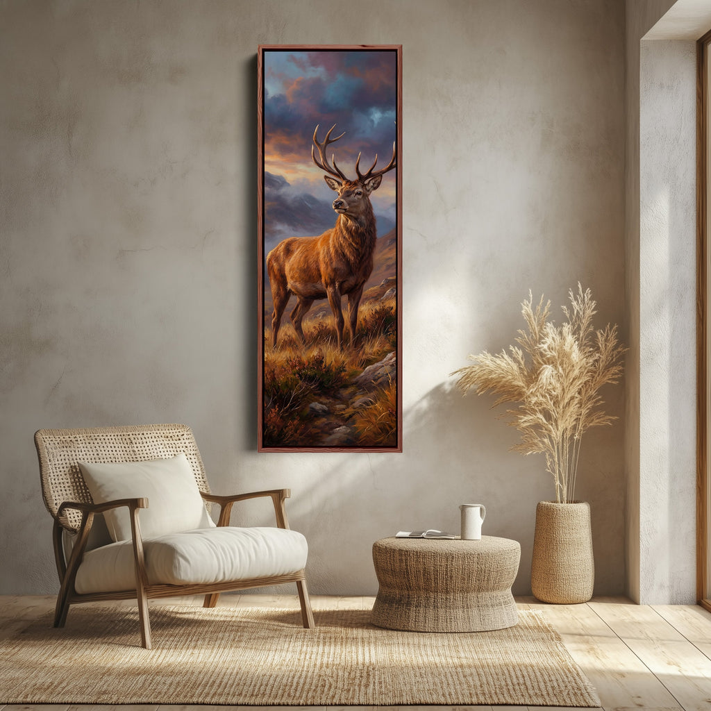 Red Deer Vertical Wall Art Panoramic Canvas Print For Living Room