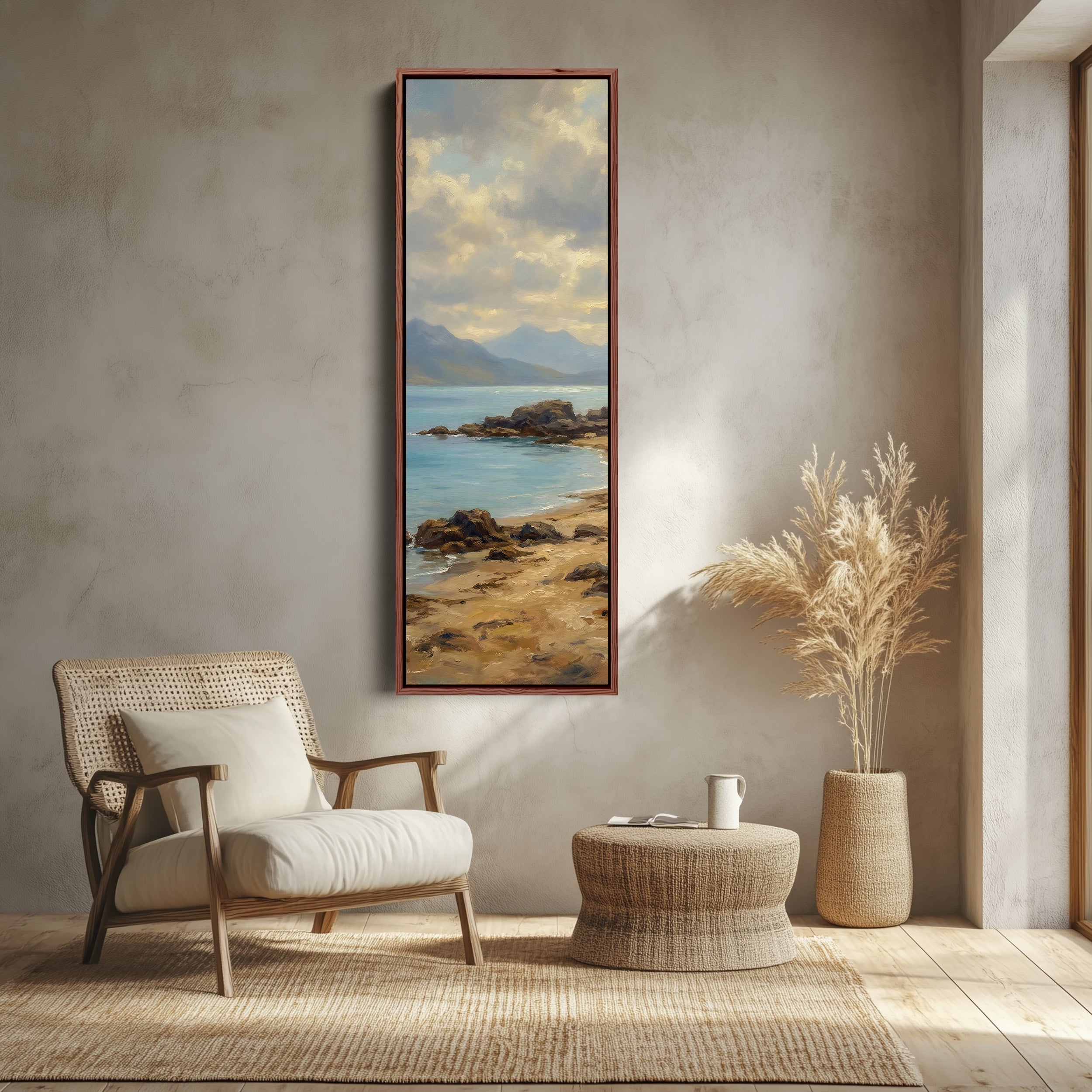Rocky Beach Coastline Above Soft Wall Art Extra Wide Canvas Kitchen