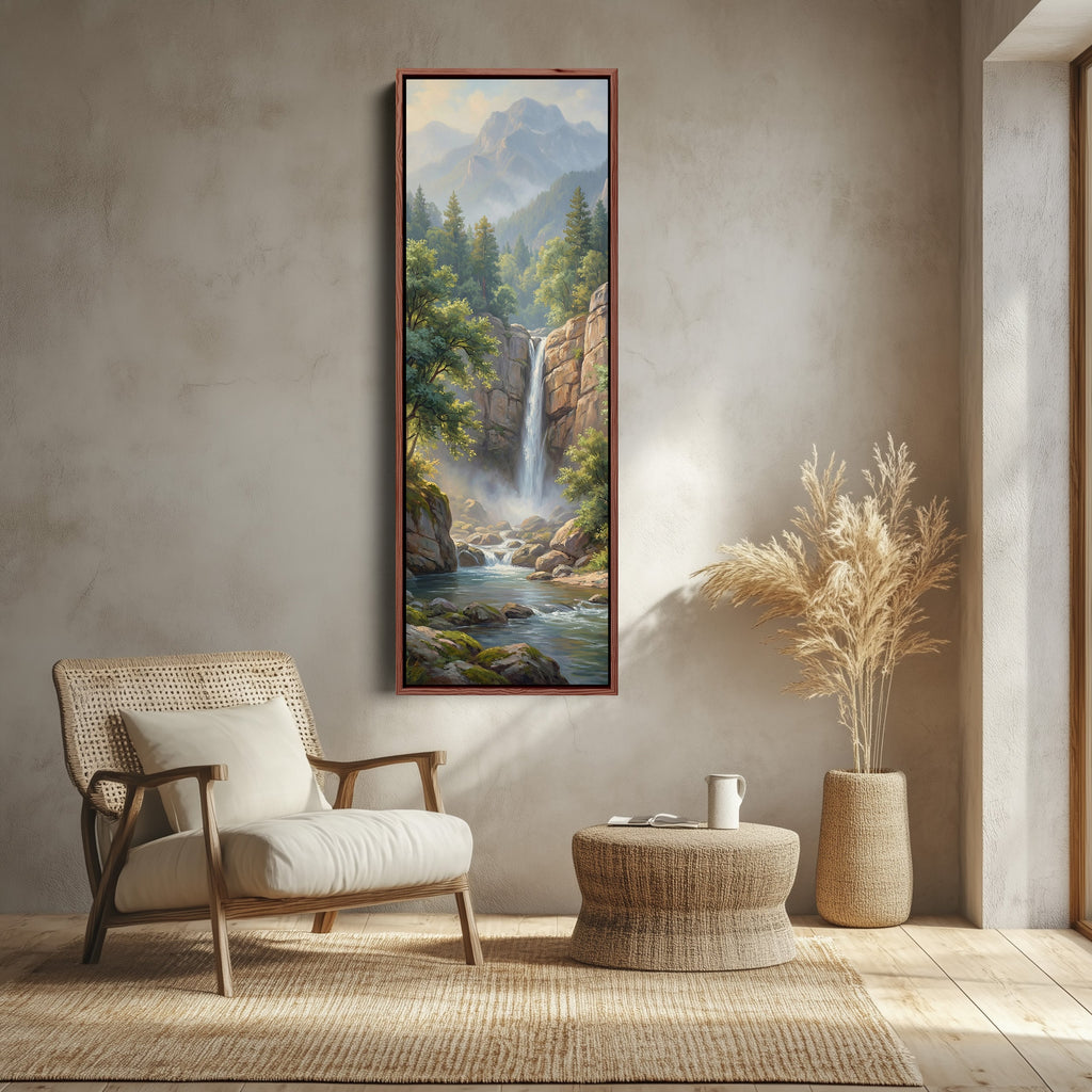 Mountain Waterfall Vertical Wall Art Statement Wall Decor Living Room