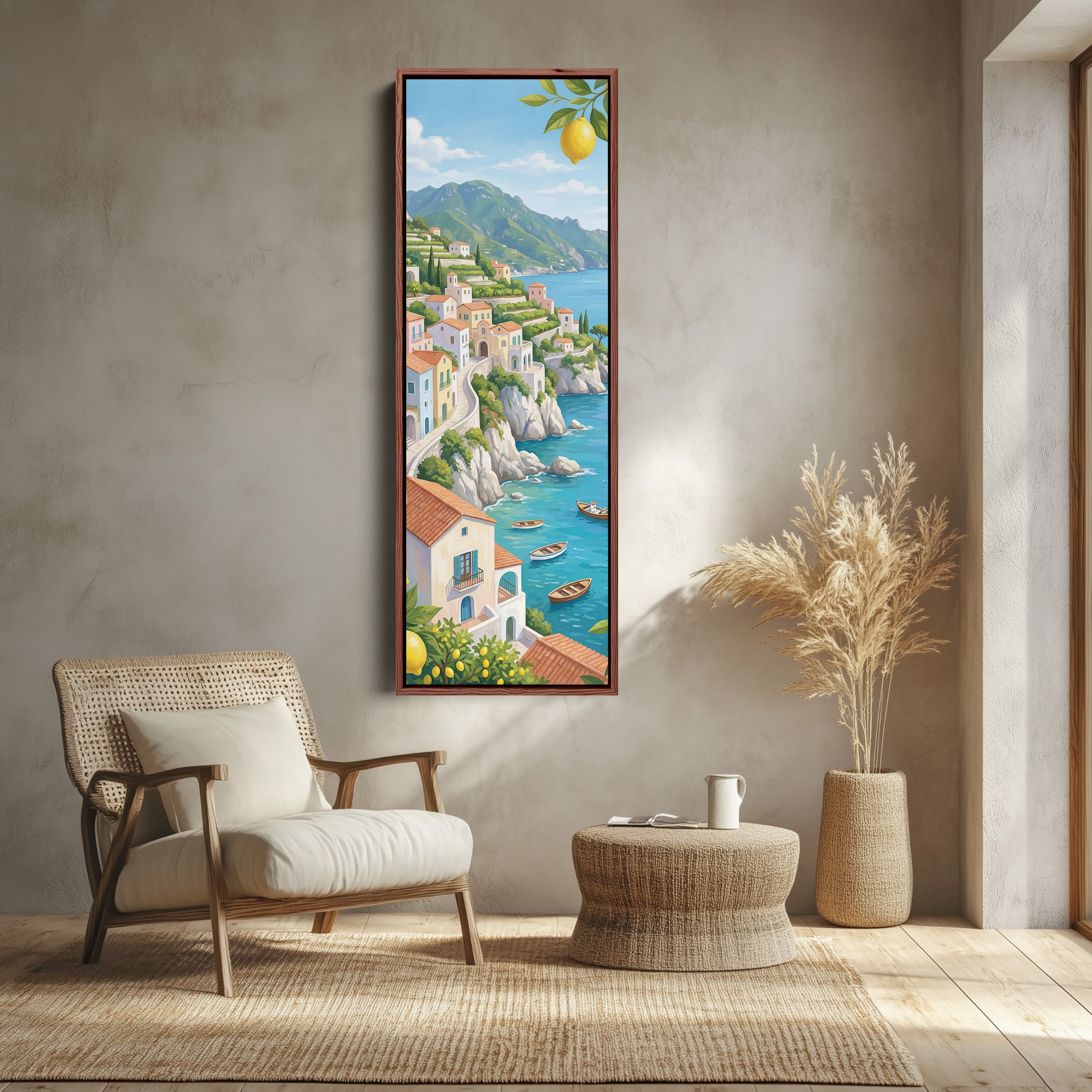 Coastal Village Vertical Wall Art Panoramic Canvas Print Kitchen