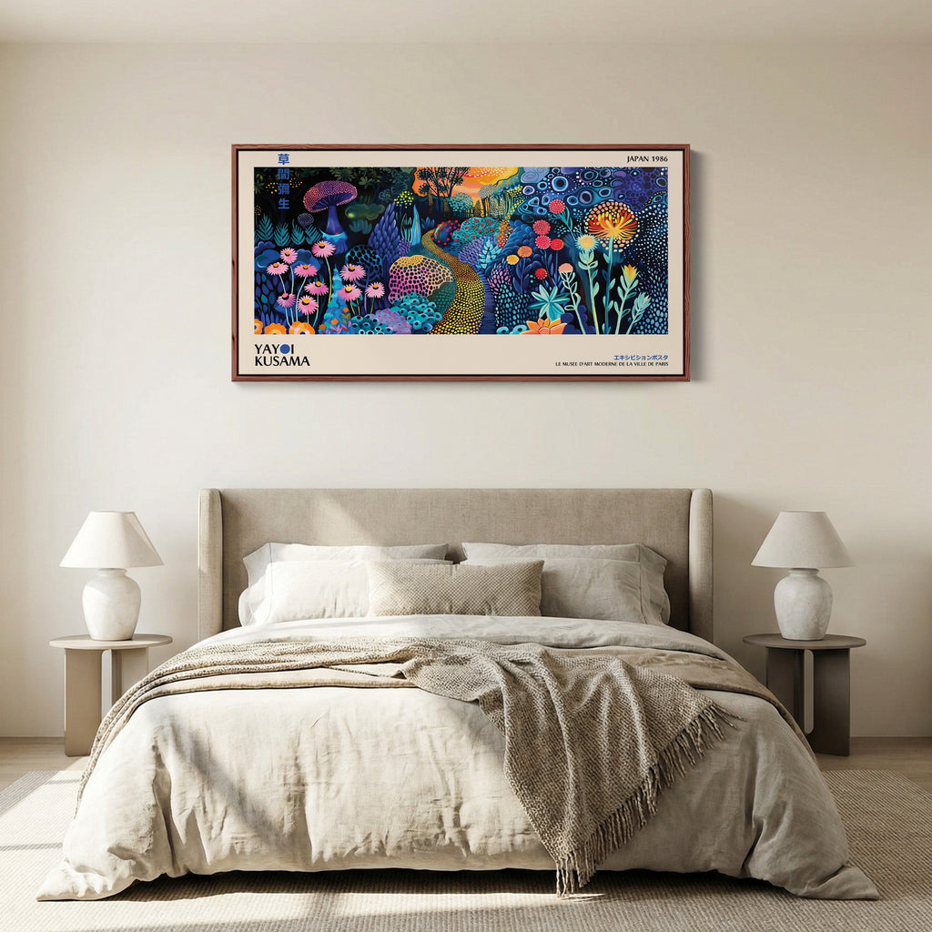 Yayoi Kusama Large Wall Art Night Garden With Dotted Path Extra Wide Canvas For Hallway